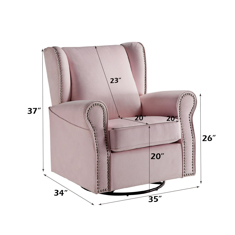 Tamaki - Swivel Chair With Glider - Pink Fabric, pink, view 8