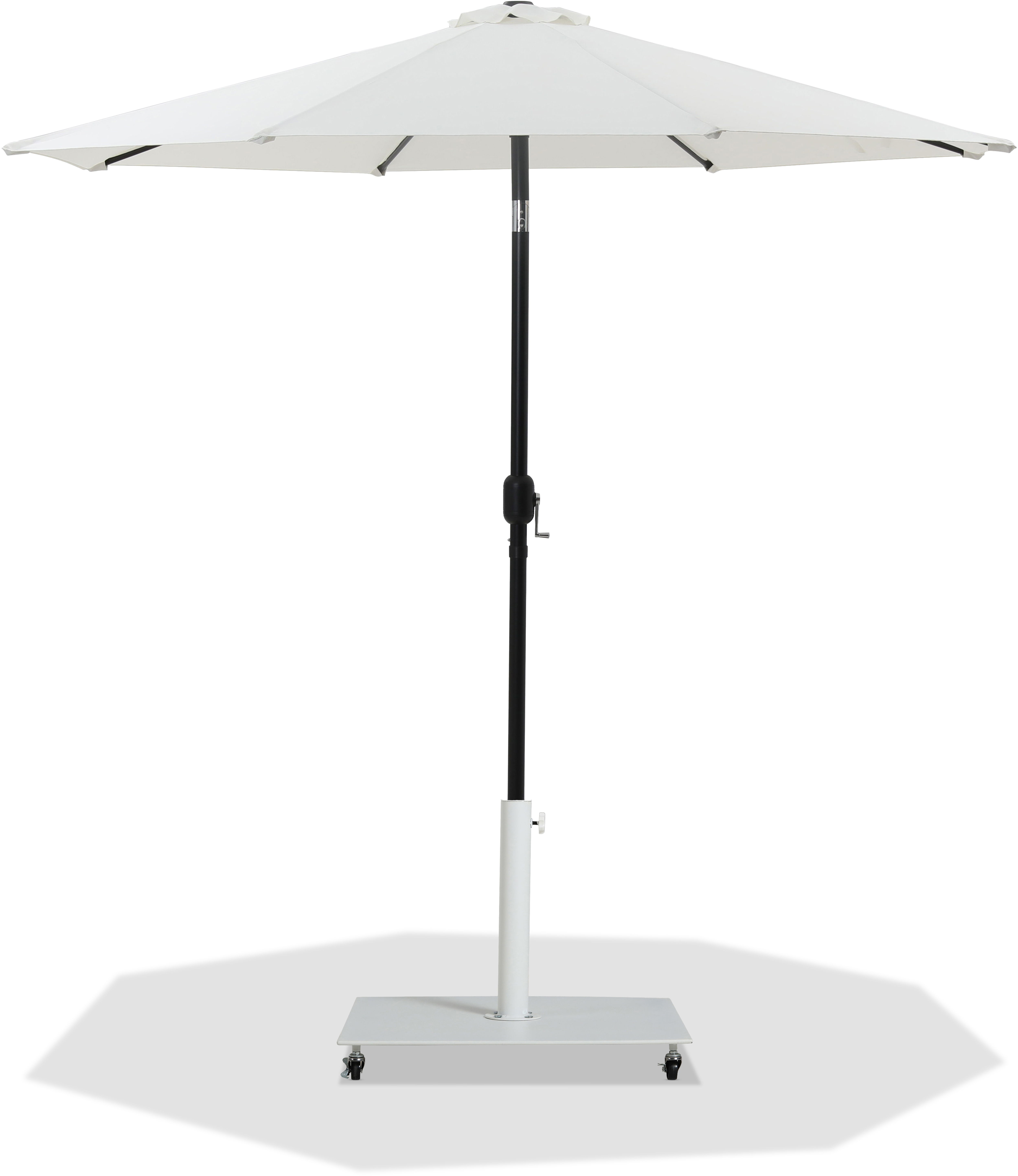 Fiji - Aluminum Patio Umbrella With Square White And Black Base - White