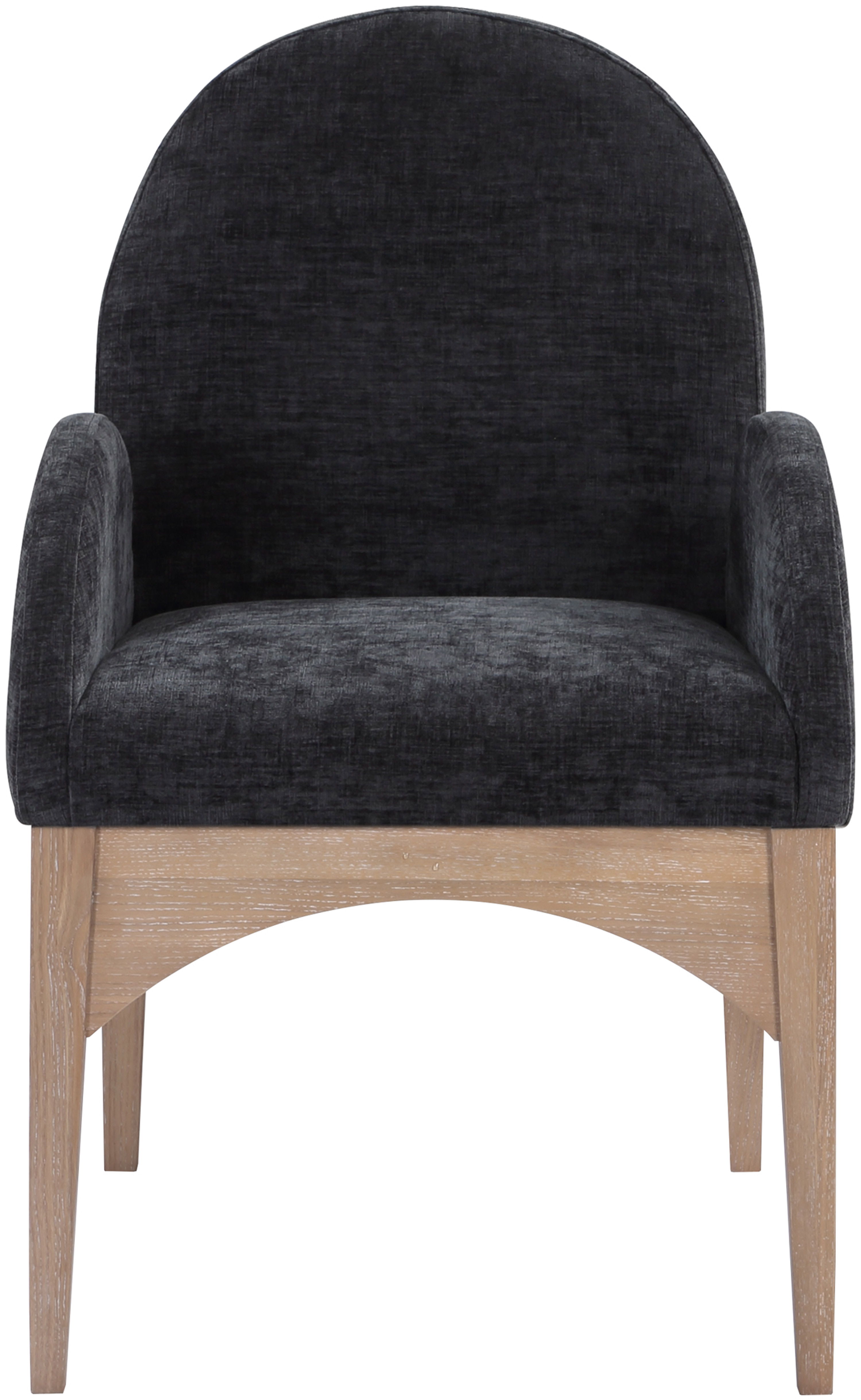 Waldorf - Chenille Dining Arm Chair With Natural Legs - Black