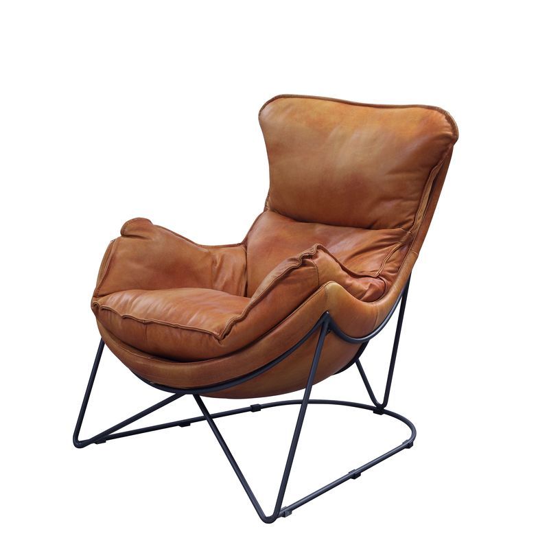 Thurshan - Accent Chair - Aperol Top Grain Leather & Black, light brown, view 2