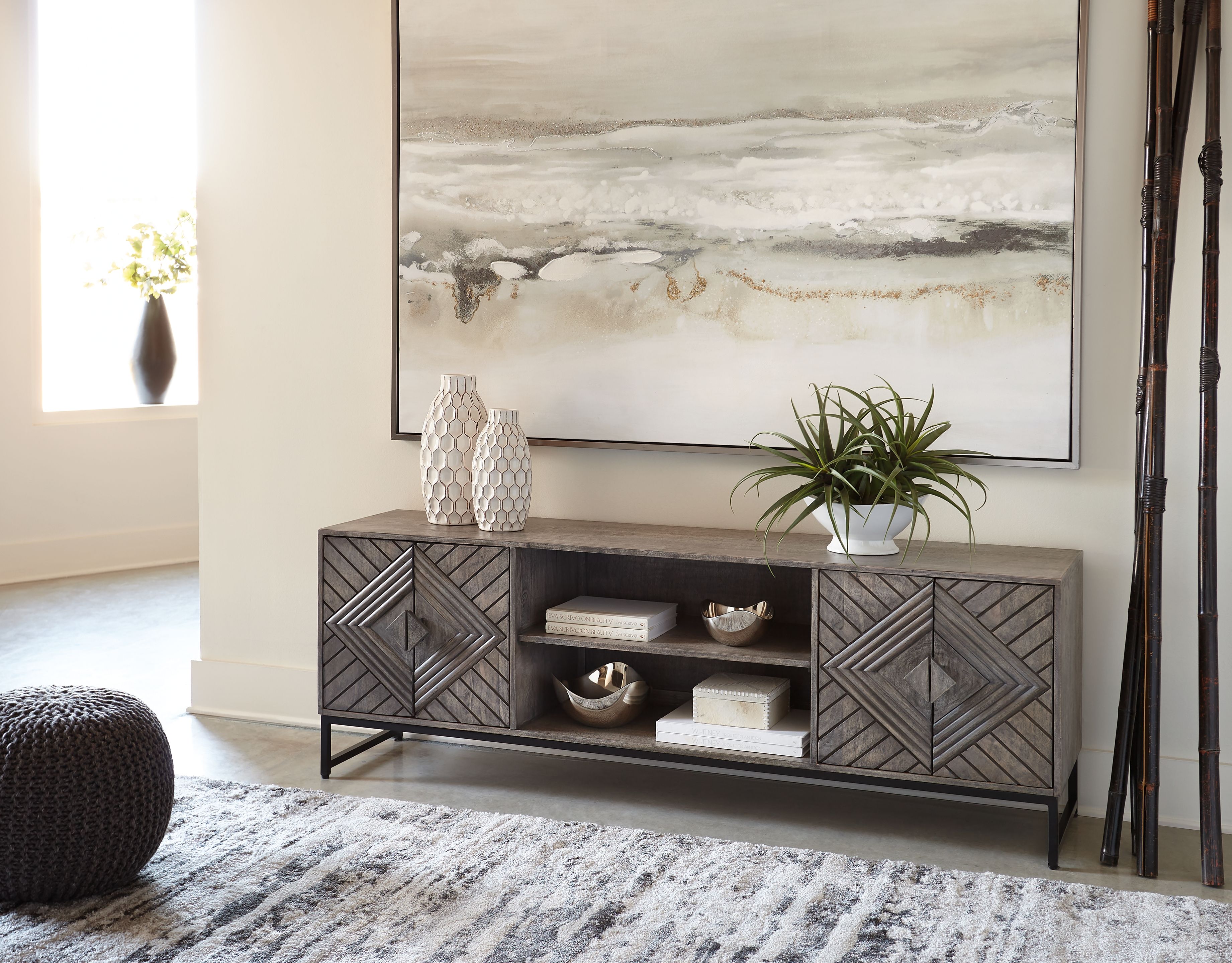 Ashley Furniture Treybrook - 2 Door Accent Cabinet - Distressed Gray - Image 2