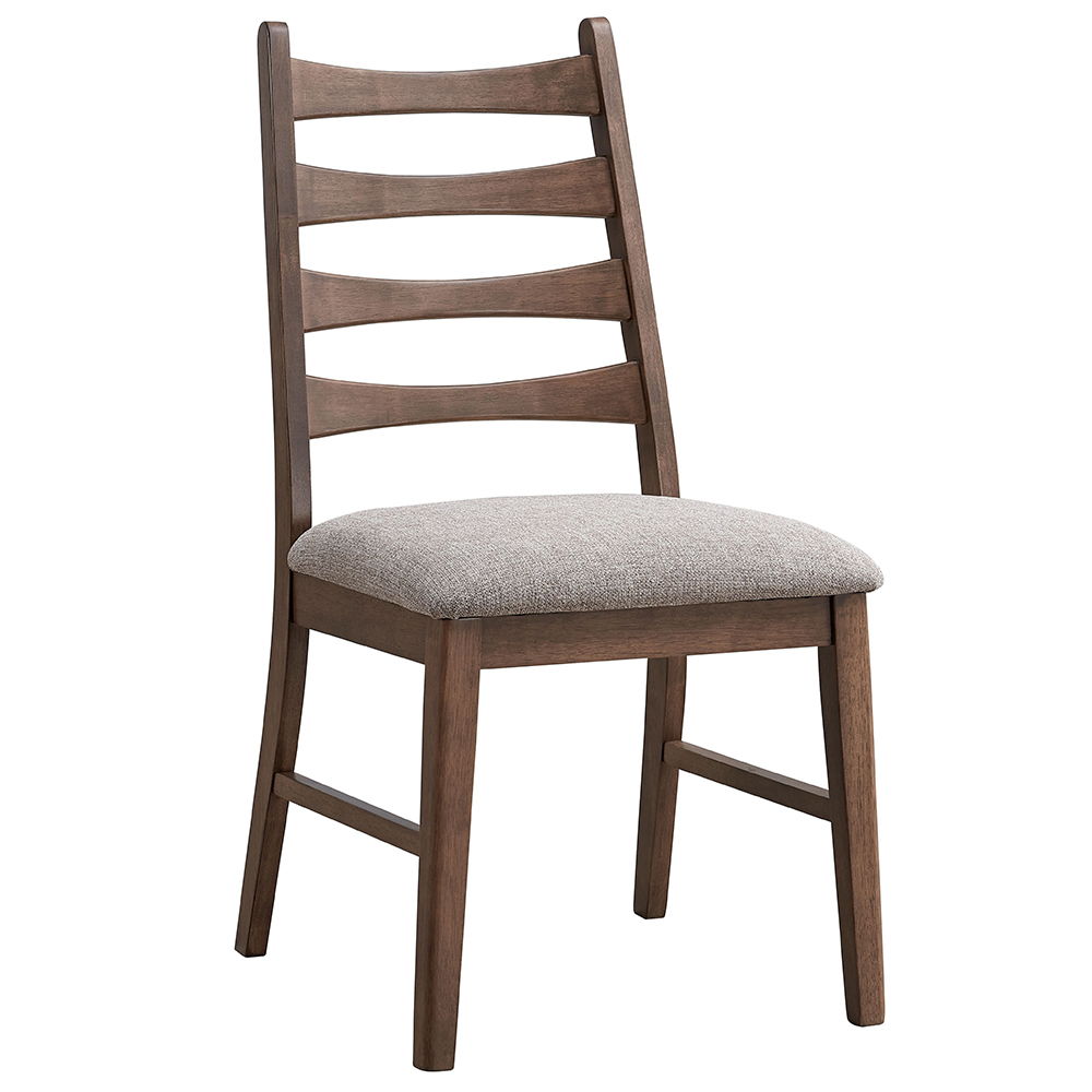 Mayah - Side Chair (Set of 2) - Gray Linen & Walnut, dark brown, view 2