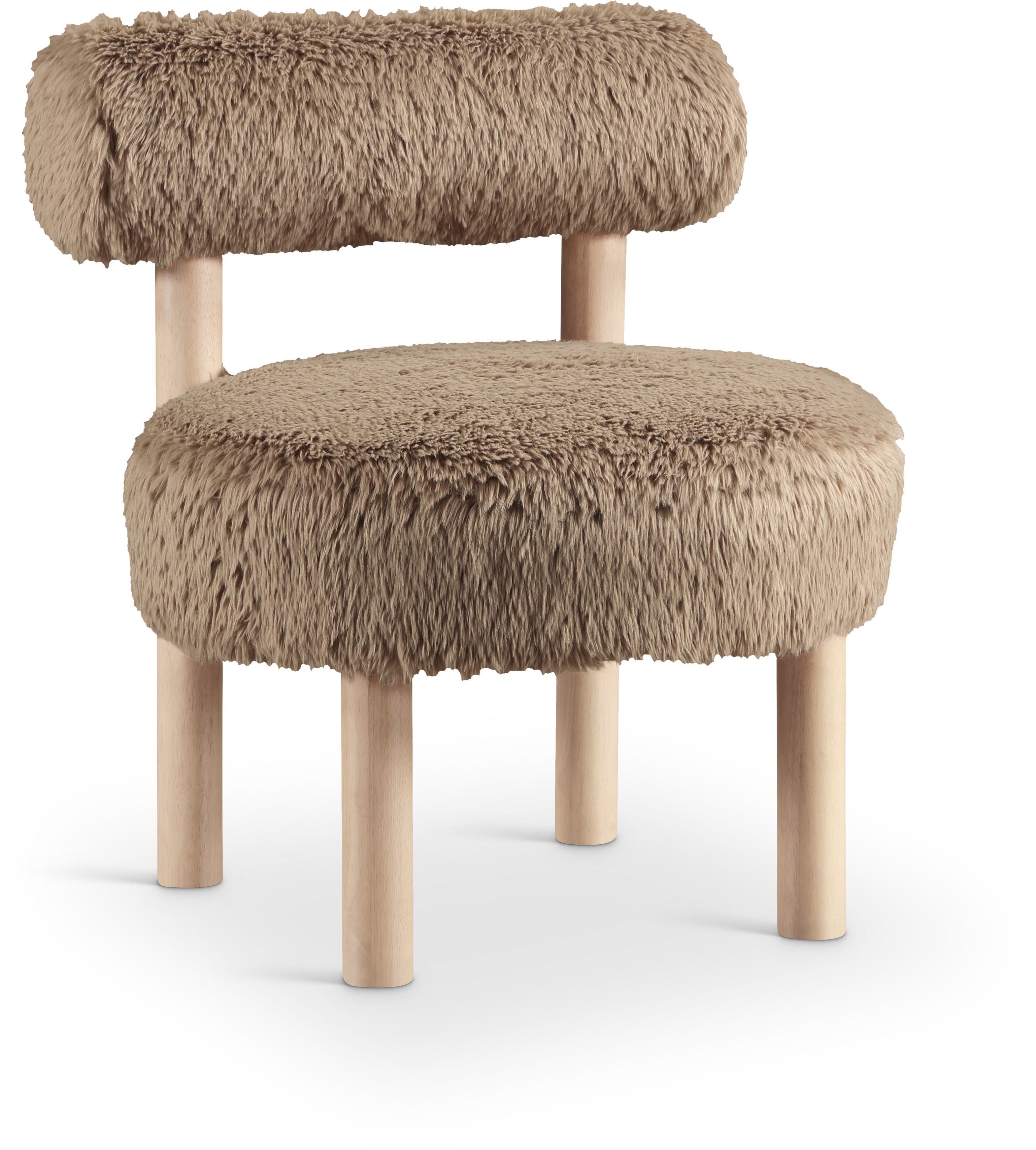 Ambre - Vegan Shearling Fabric Accent Chair - Tan