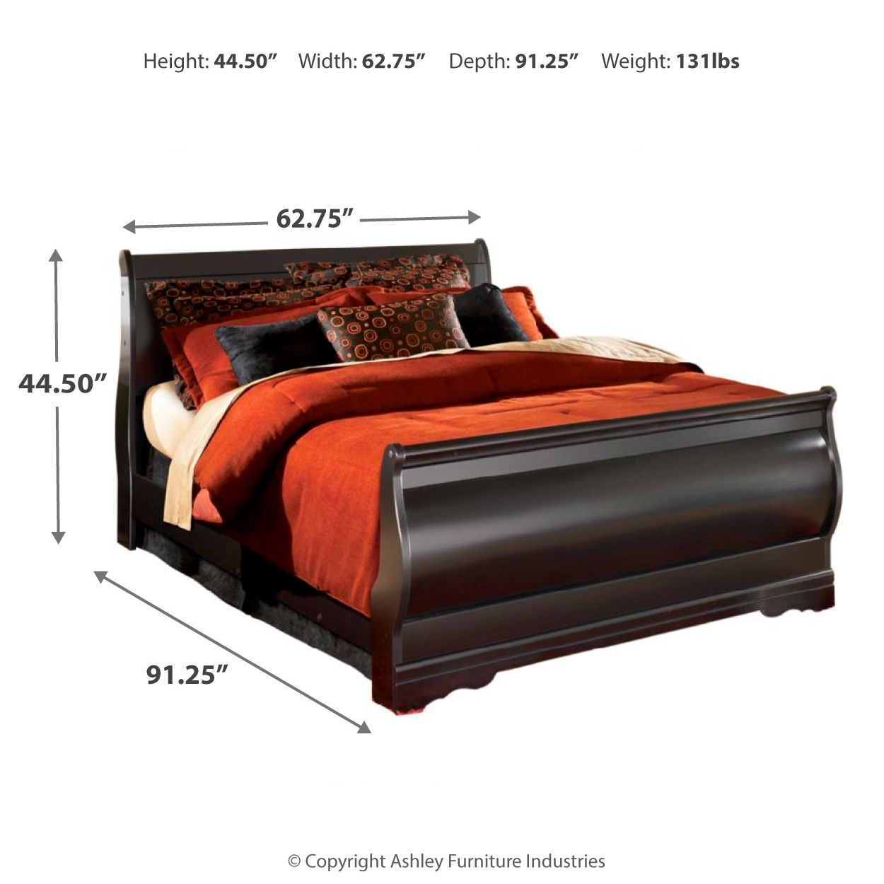 Ashley Furniture Huey Vineyard - Queen Sleigh Bed - Black - Image 4