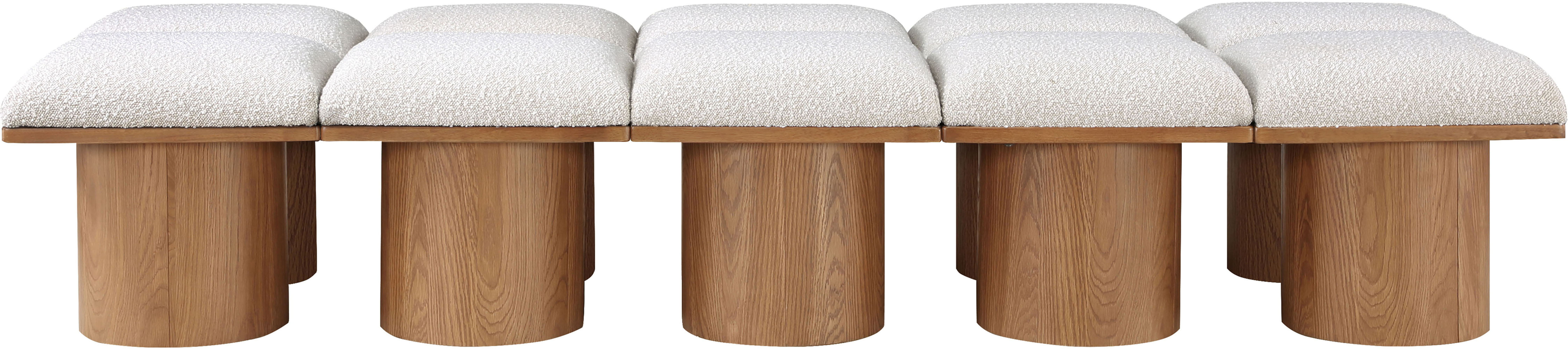 Pavilion - 90" 10 Piece Modular Bench With Brown Base - Cream