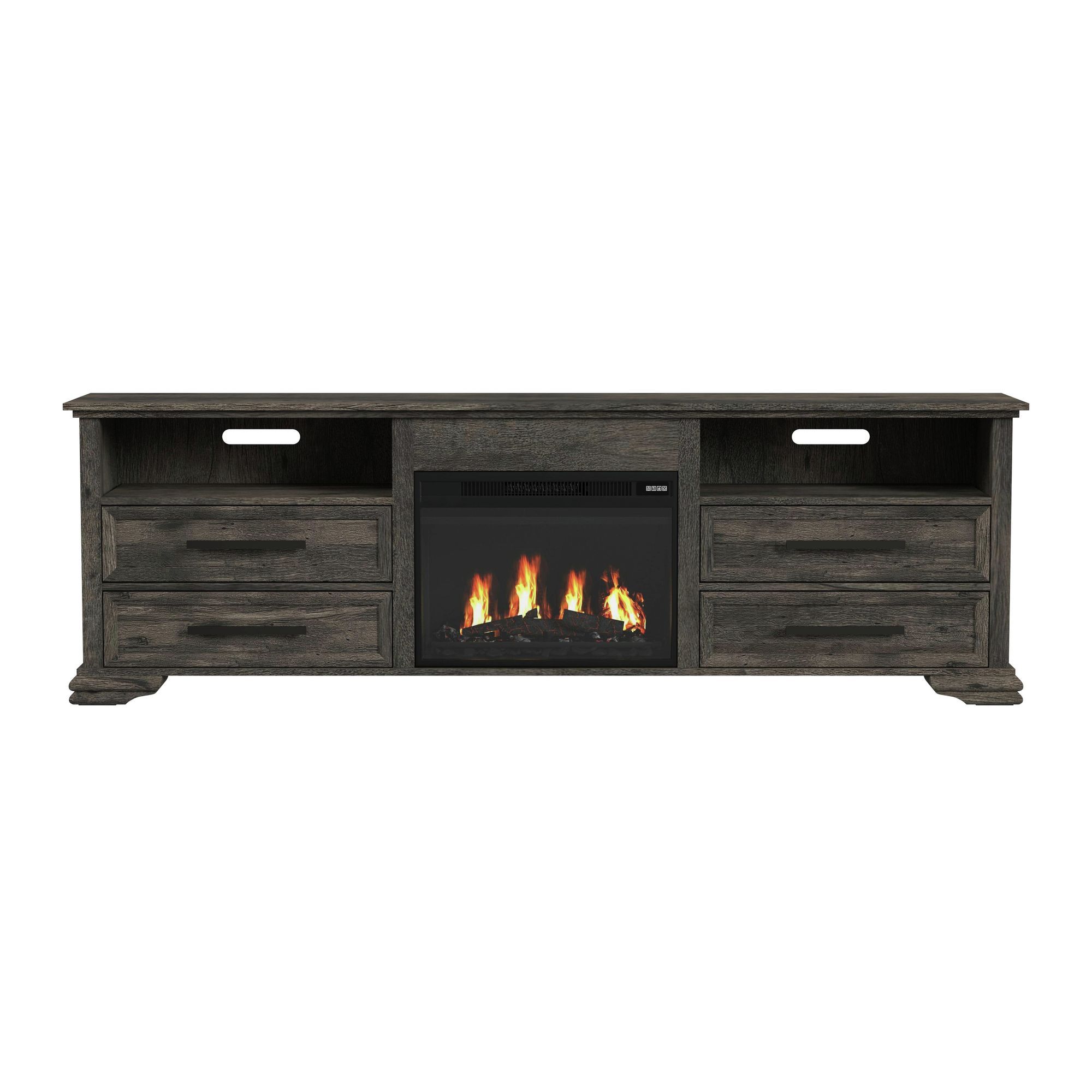 Park Ridge - 82'' TV Console With Fireplace Insert - Charcoal