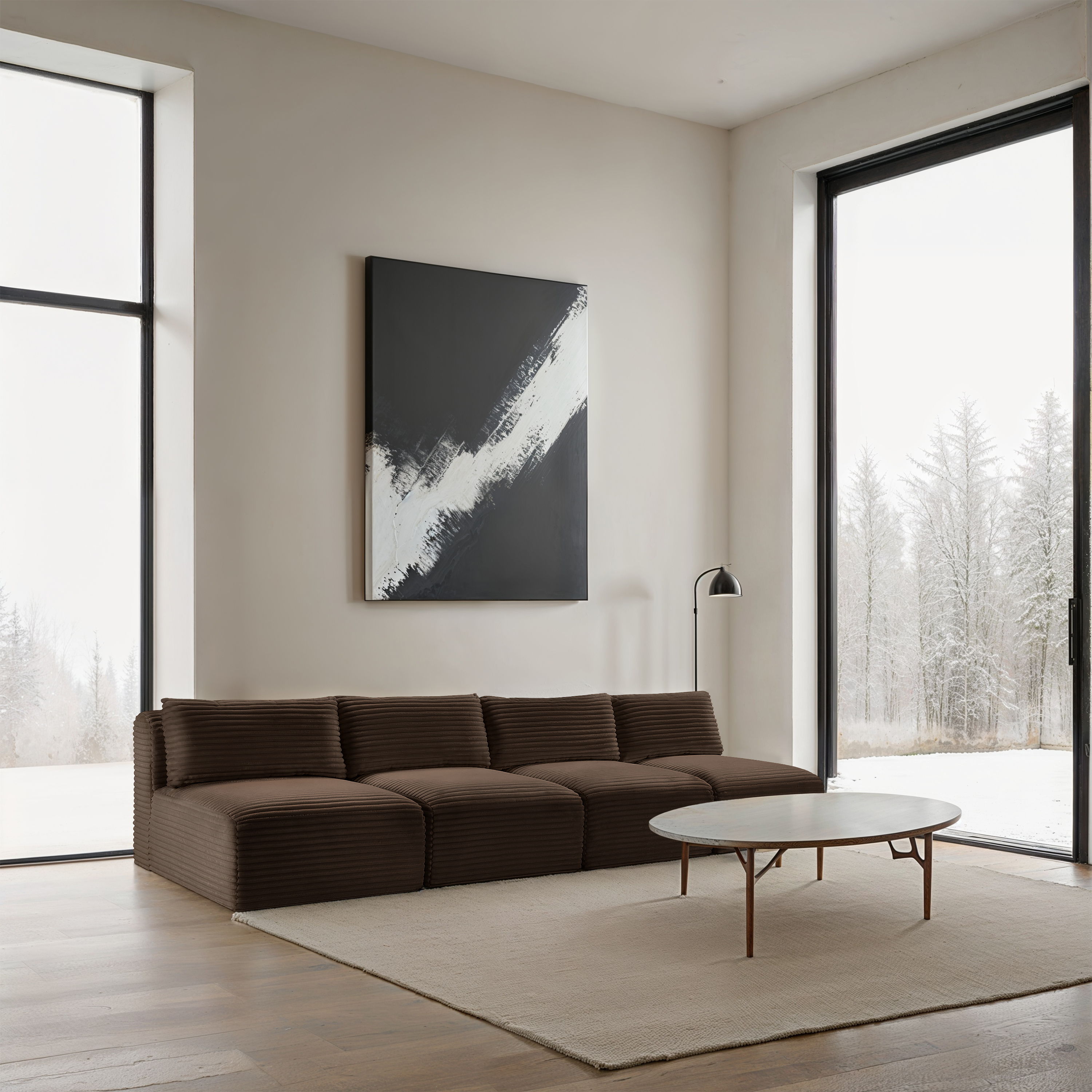 Shaggy - 4 Piece Modular Armless Sofa - Brown