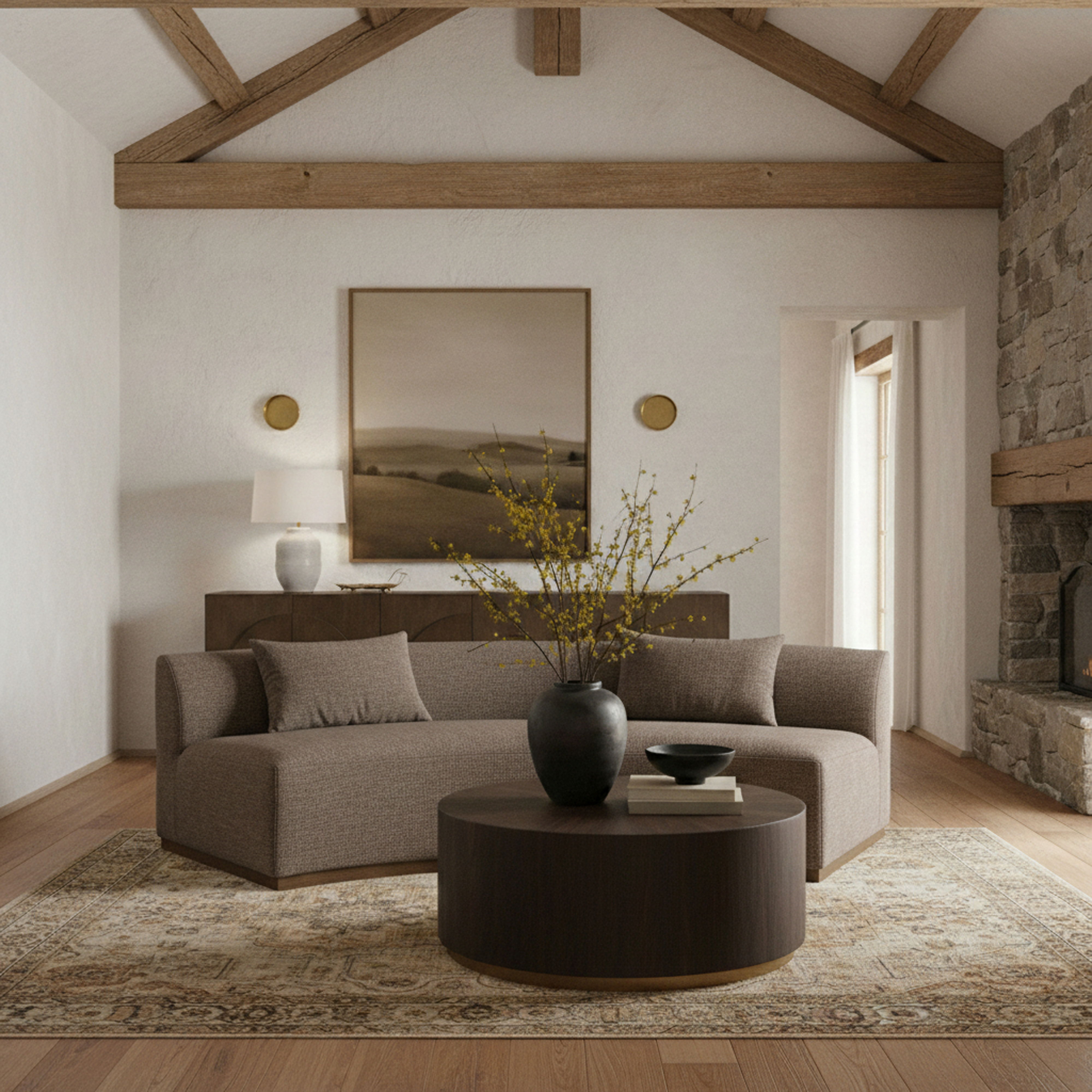 Avanti - 104" Chenille Fabric Upholstered Sofa - Brown