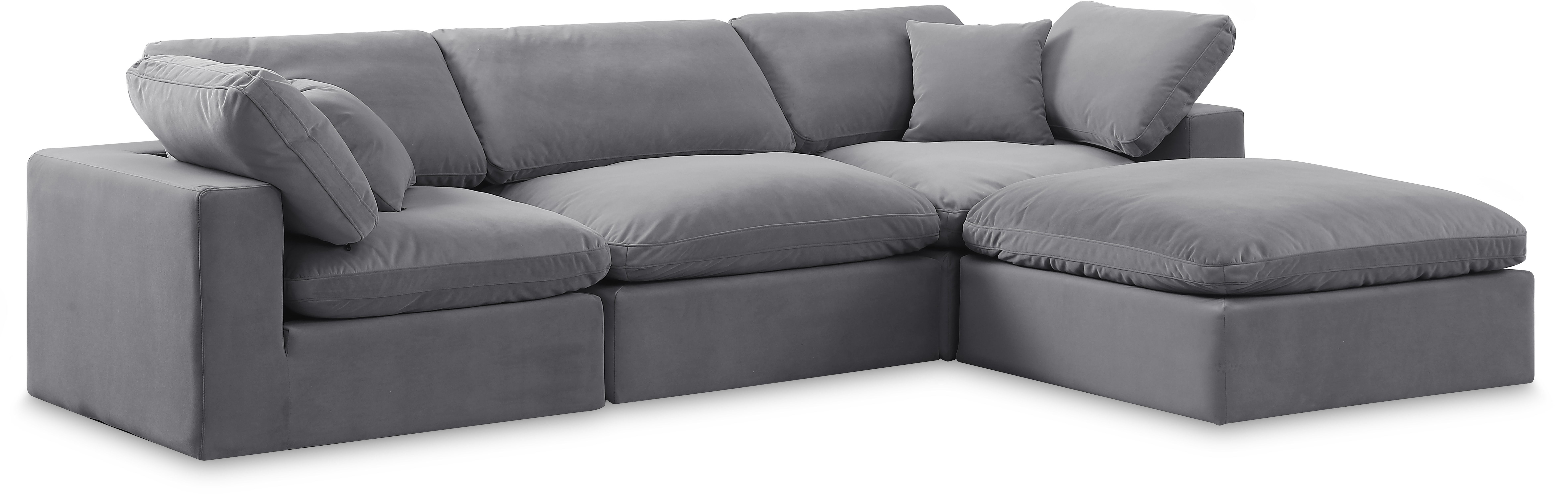 Comfy - 4 Piece Velvet Modular Sectional With Chaise - Dark Gray