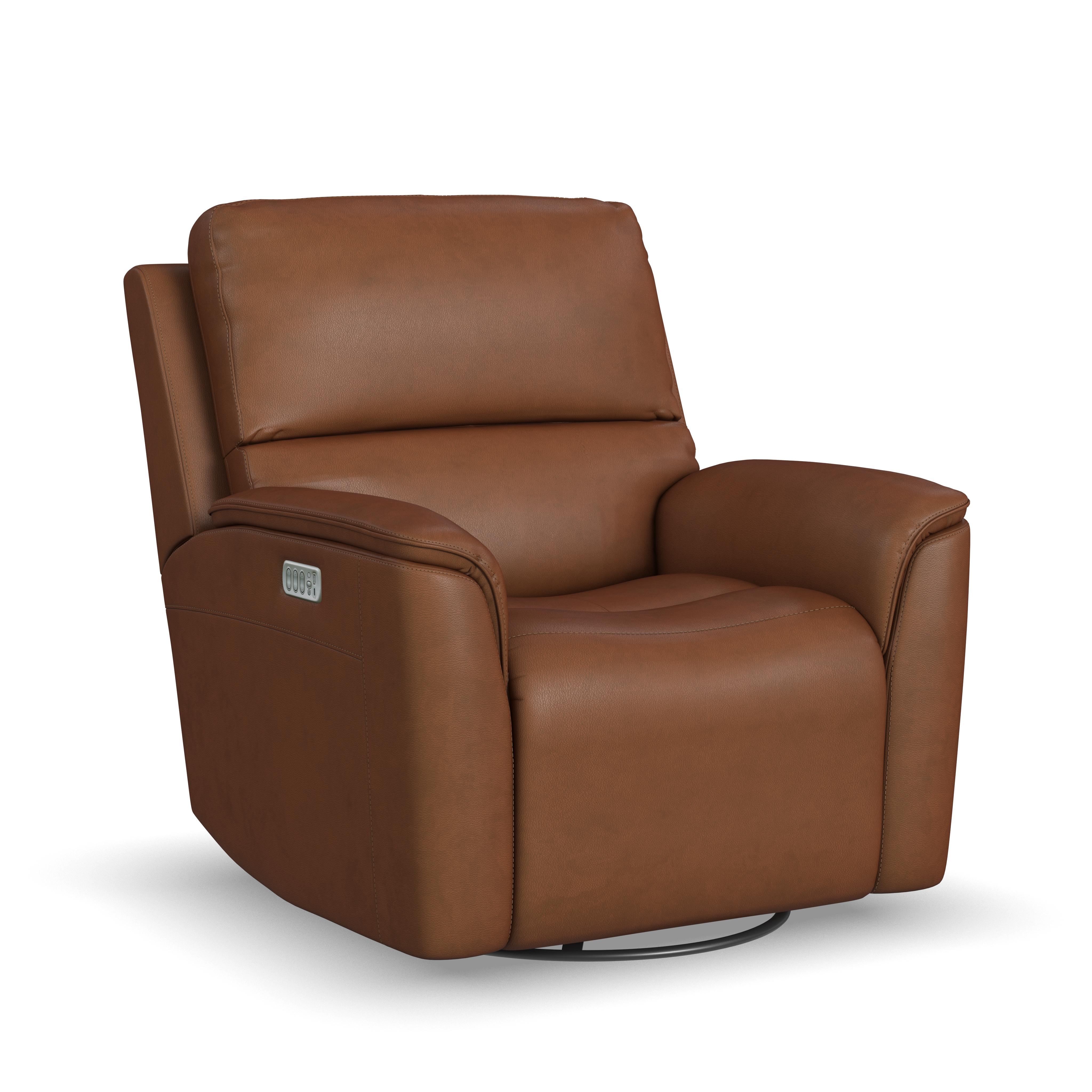 Henry - Power Swivel Gliding Recliner With Power Headrest, Lumbar, Heat & Massage - Caramel Image