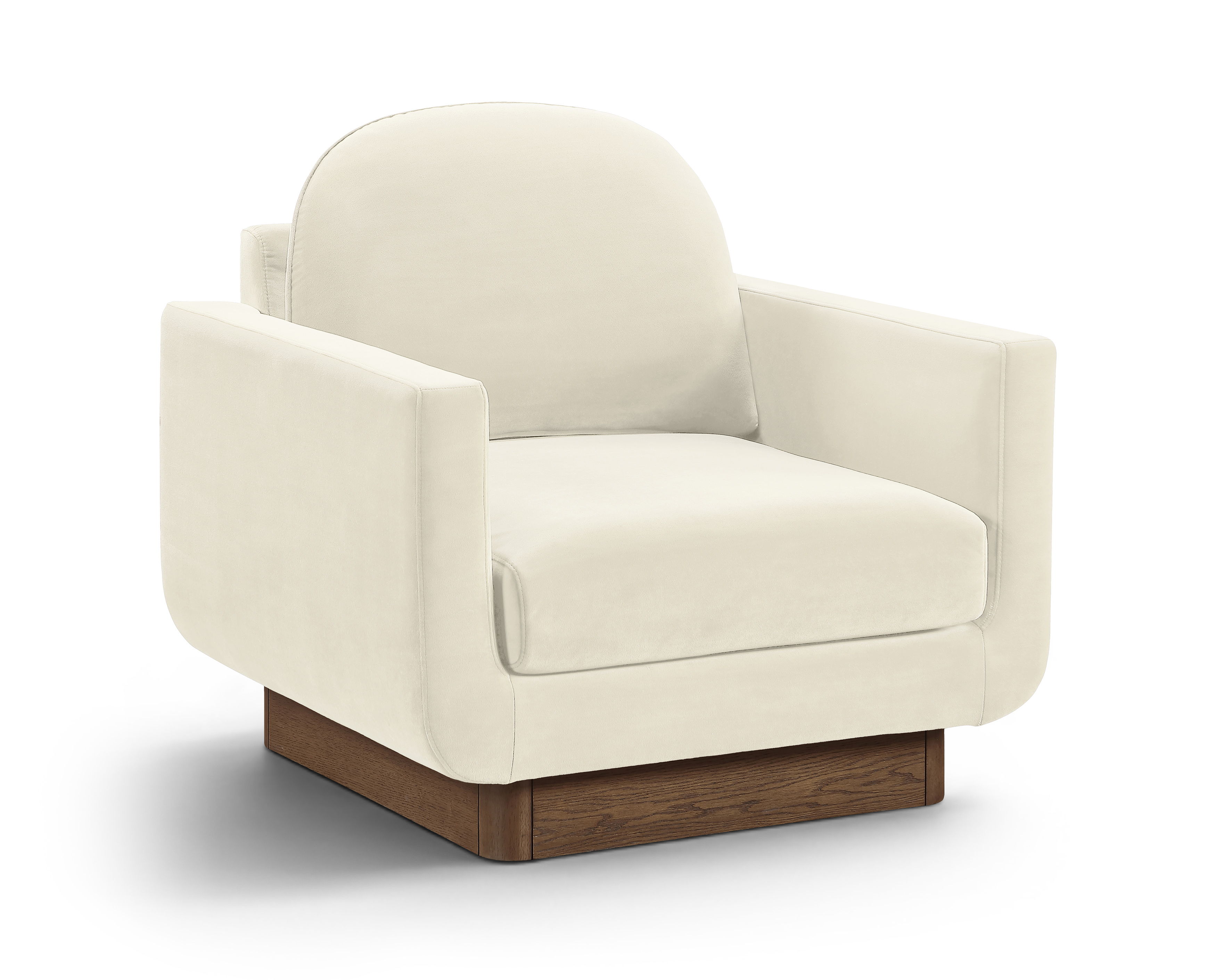 Diviento - Velvet Performance Fabric Upholstered Accent Chair - Cream