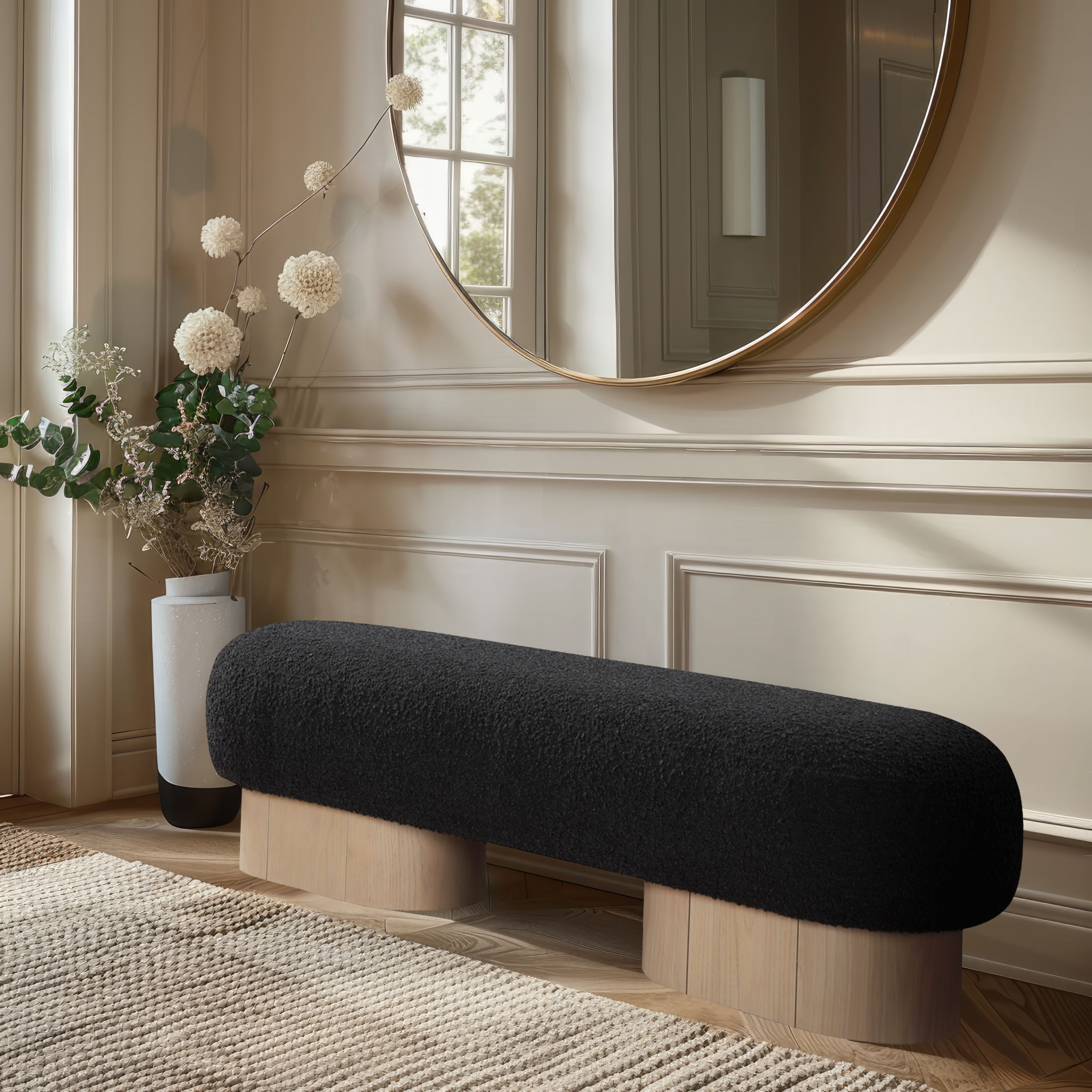 Robertson - Bench With Natural Base - Black