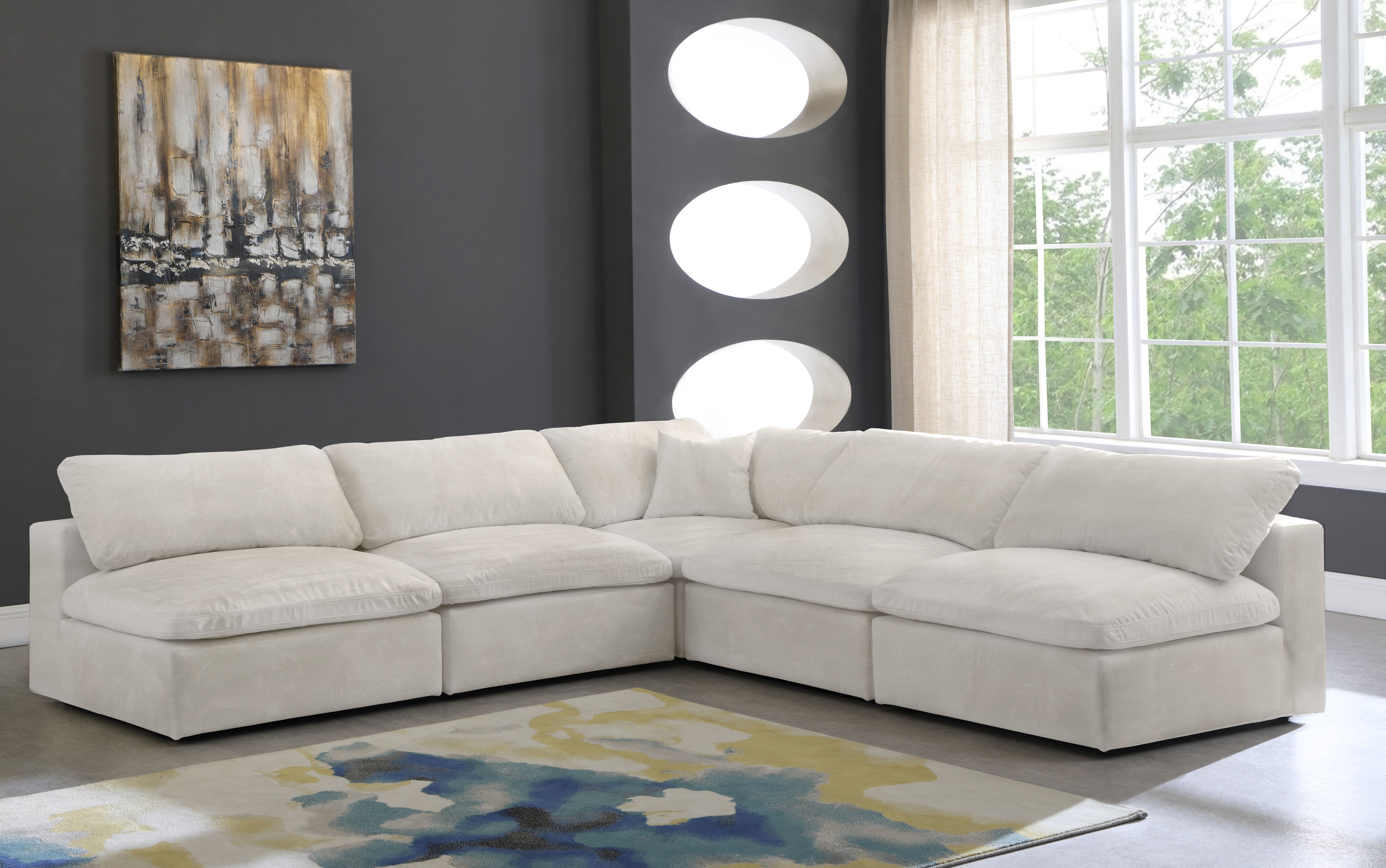 Cozy - 5 Piece Modular Corner Armless Sectional - Beige
