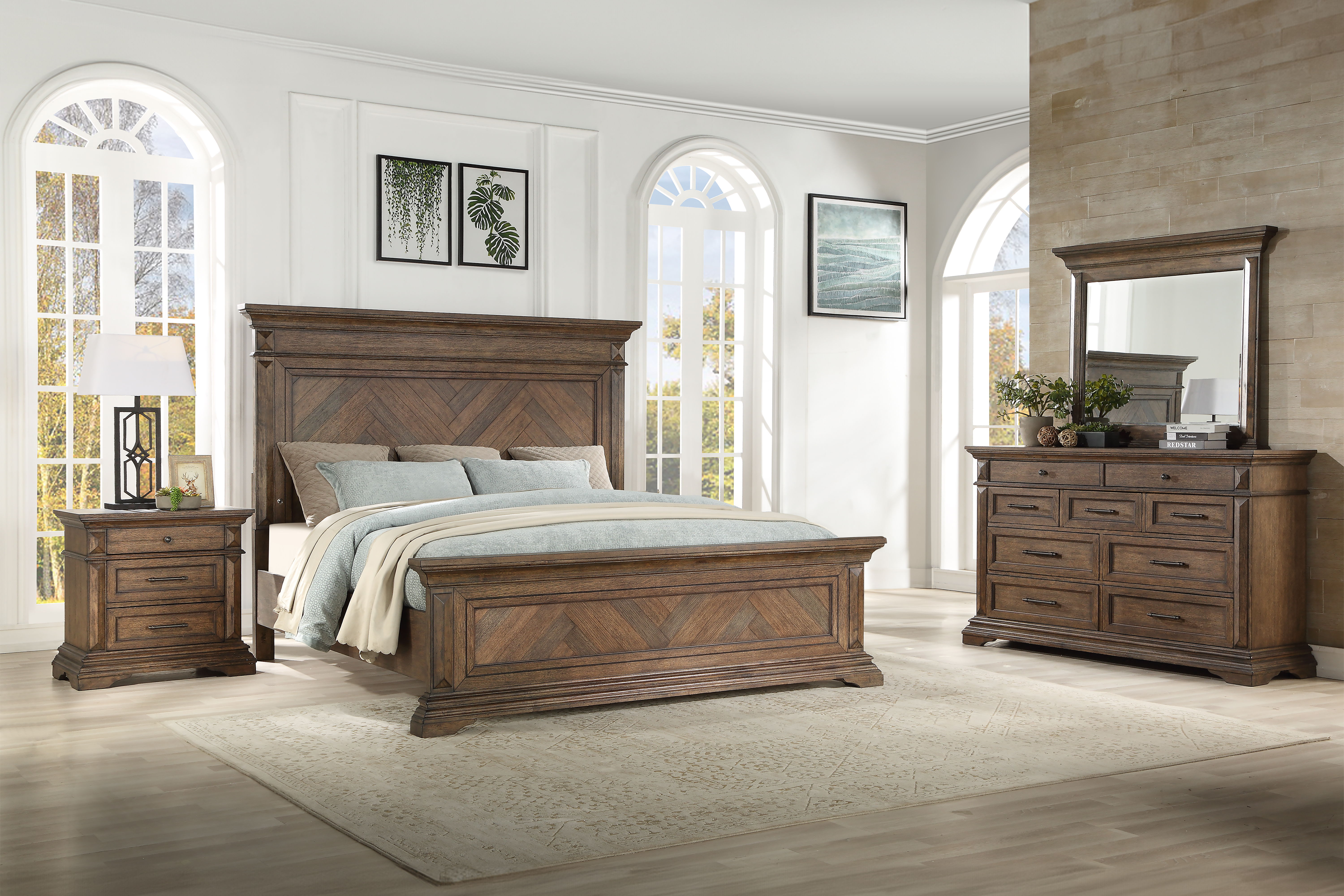 Mar Vista - 6/0 Western King 4 Piece Bedroom Set (Bed & Dresser & Mirror & Nightstand) - Walnut