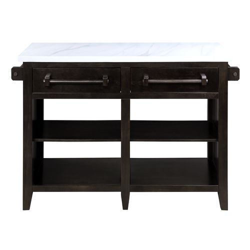 Darwid - Kitchen Island - Marble Top Top & Espresso, white, view 5