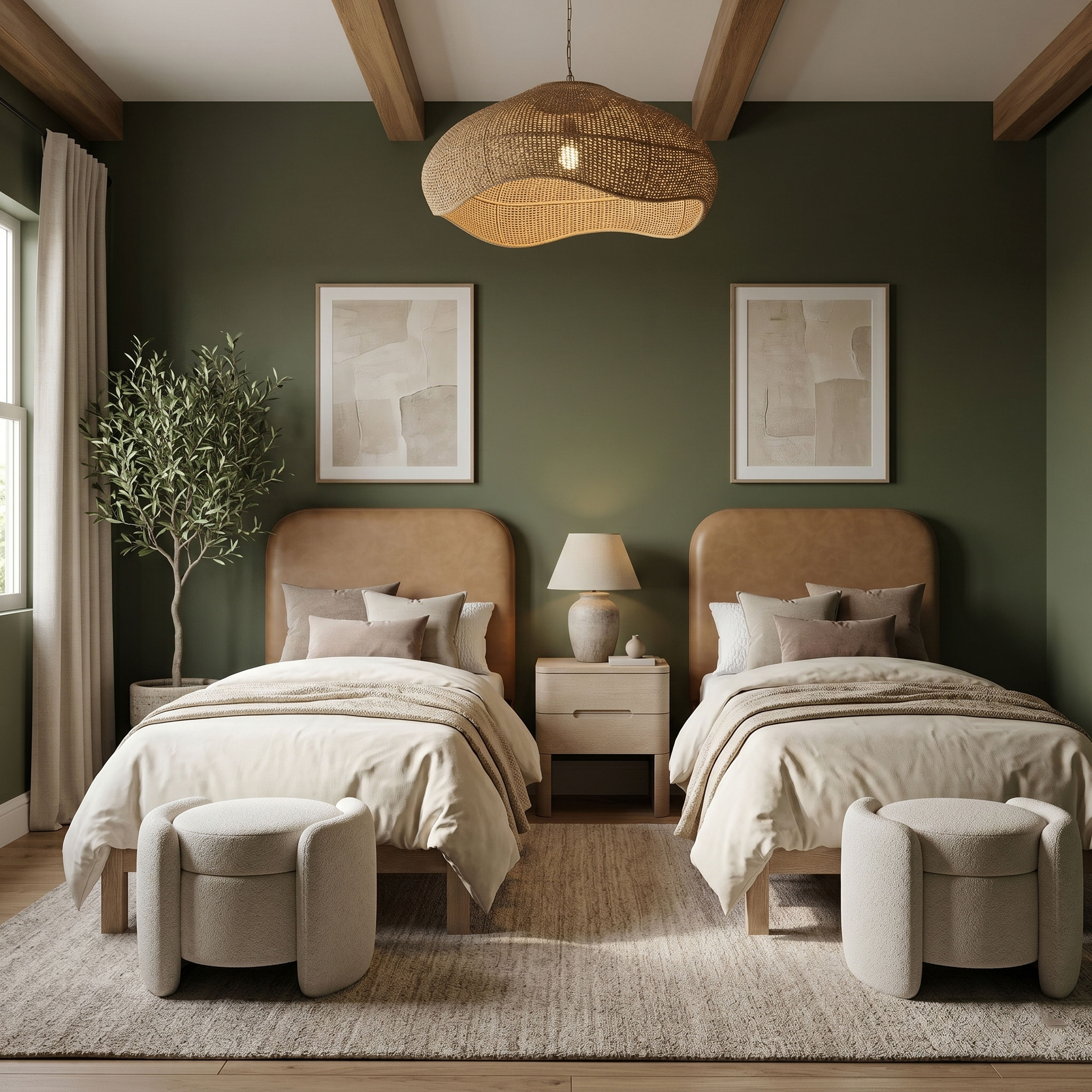 Caswell - Upholstered Twin Bed - Natural