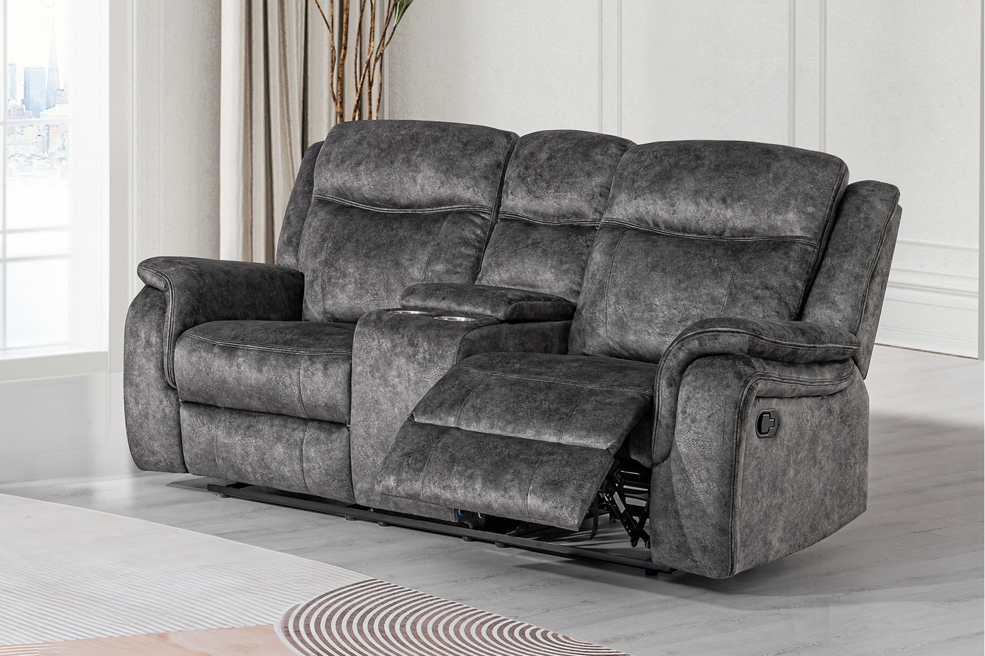 Park City - Console Loveseat With Dual Recliners - Slate, dark gray, view 8