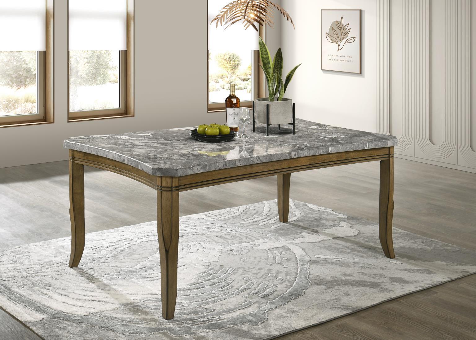 D076 - 5 Piece Dining Room Set (Dining Table, 4 Side Chairs) - Pearl Silver / Light Brown
