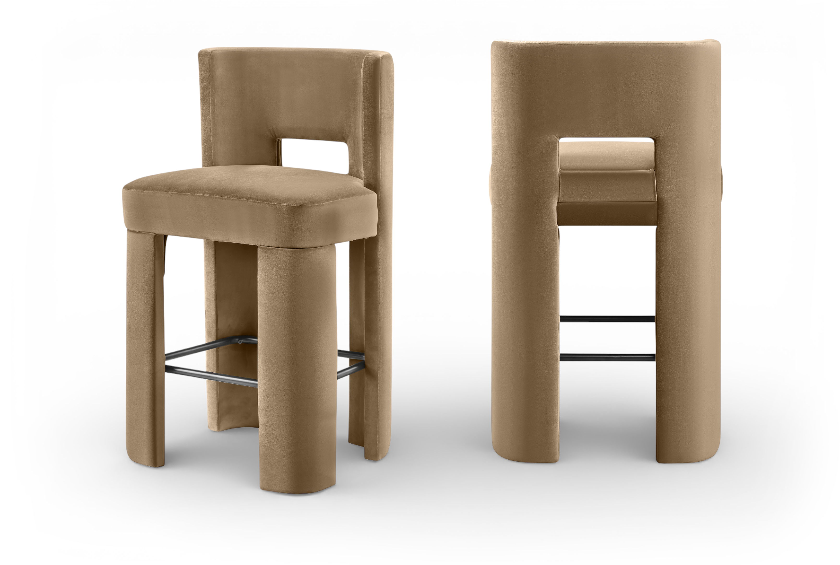 Zuno - Velvet Performance Fabric Upholstered Bar Stool (Set of 2) - Beige