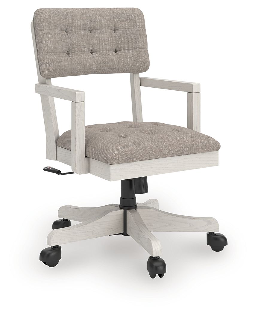 Robbinsdale - 4 Pc. - L-Shaped Home Office Desk, Home Office Desk Chair, Bookcase - Antique White