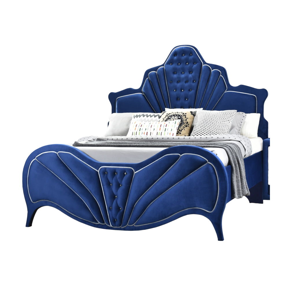 Dante - Queen Bed - Blue Velvet, blue, view 3