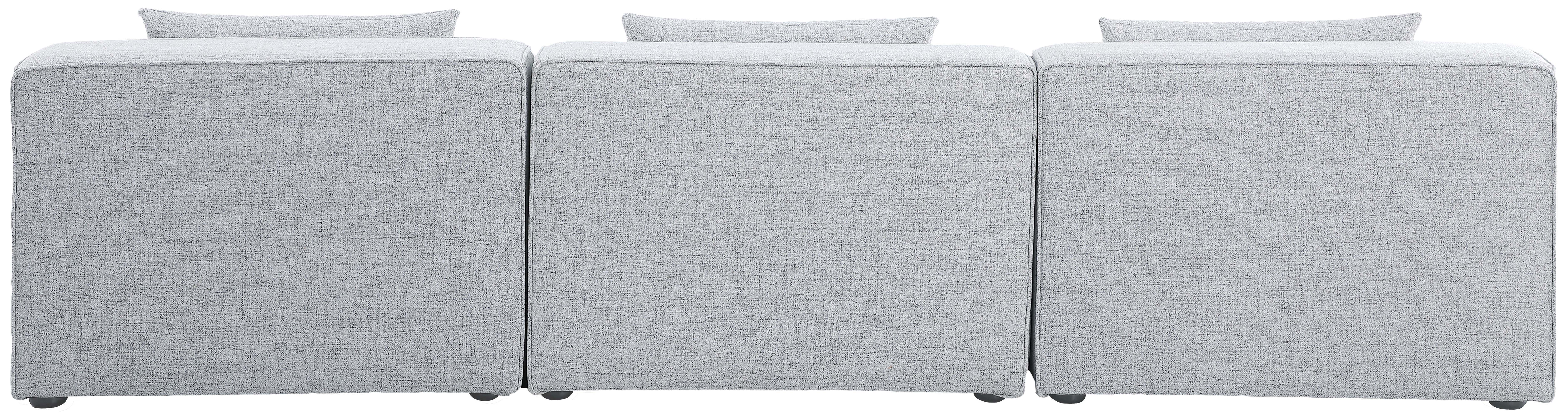 Cube - Linen Modular 3 Piece Armless Sofa - Gray