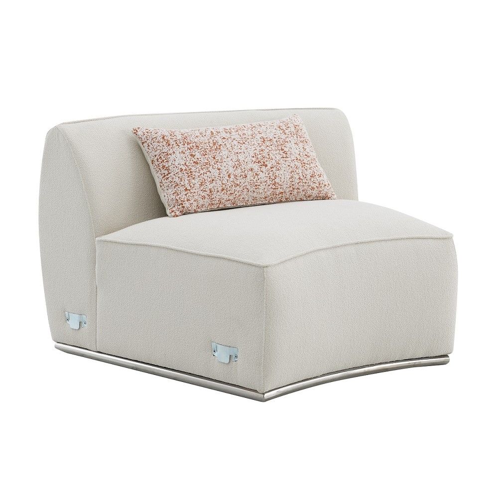 Sahara - Sectional Sofa With 3 Pillows - Beige Boucle, white, view 5