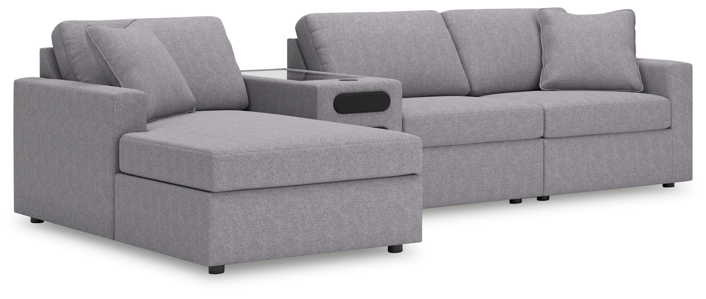 4 Pc · Sectional With Laf Corner Chaise And Audio System Console