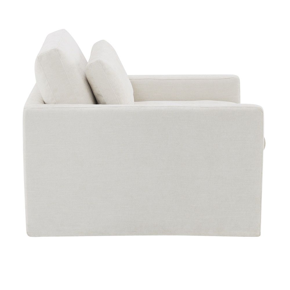 Frederick - Swivel Chair With Pillow - Ivory Fabric, beige, view 2