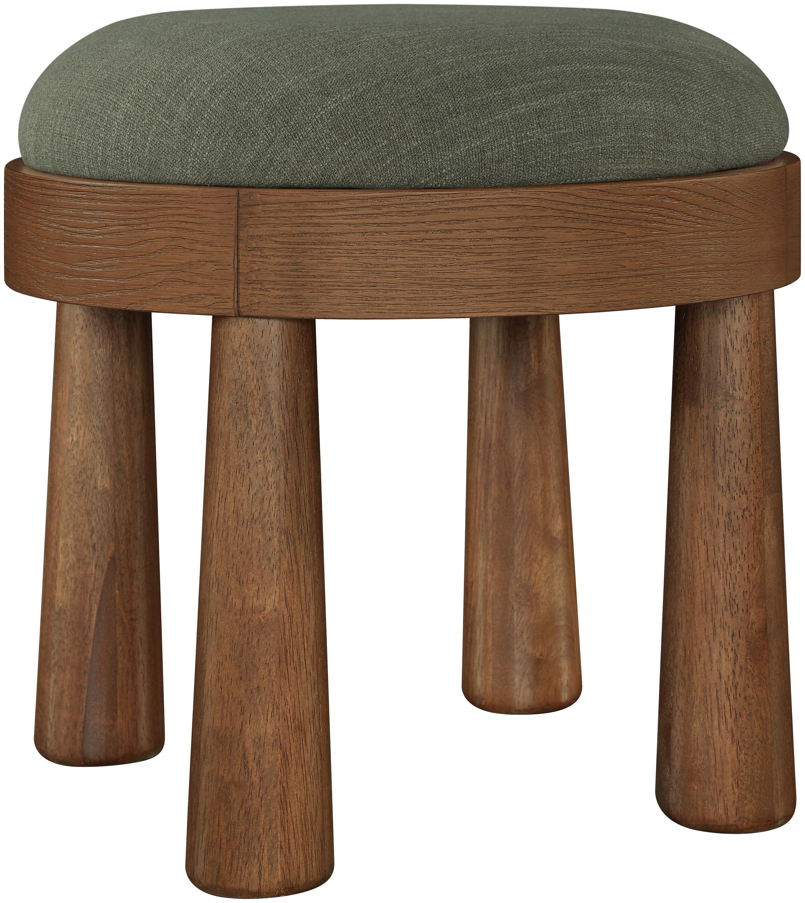 Larea - Linen Textured Fabric Upholstered Ottoman - Olive