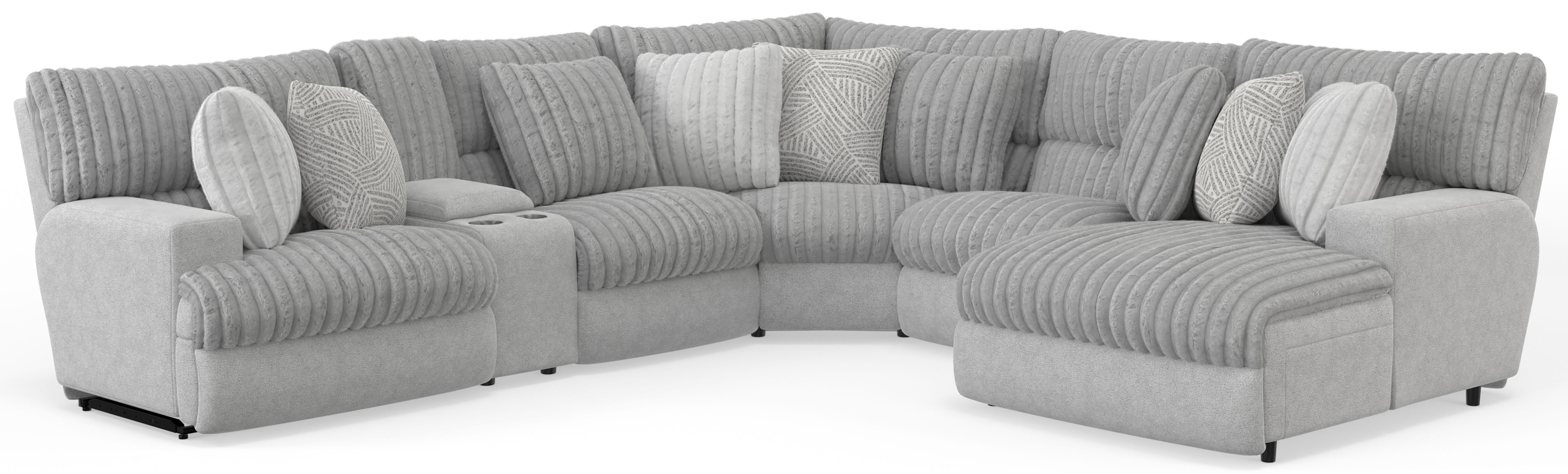 Abraxas - 6 Piece Power Reclining Sectional With Lay-Back Chaise And 2 Reclining Seats (RSF Chaise) - Moonstruck