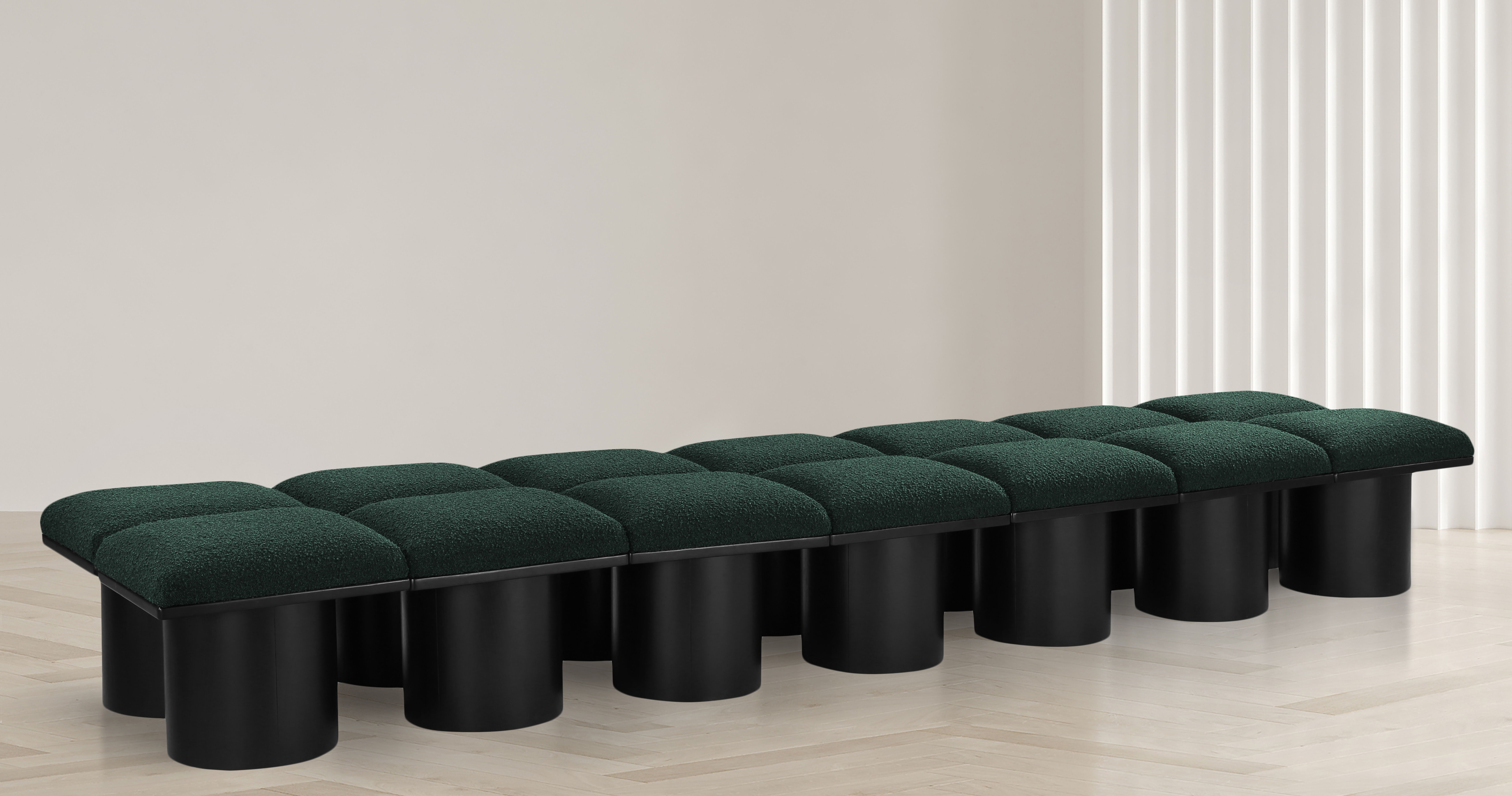 Pavilion - 126" 14 Piece Modular Bench With Black Base - Green