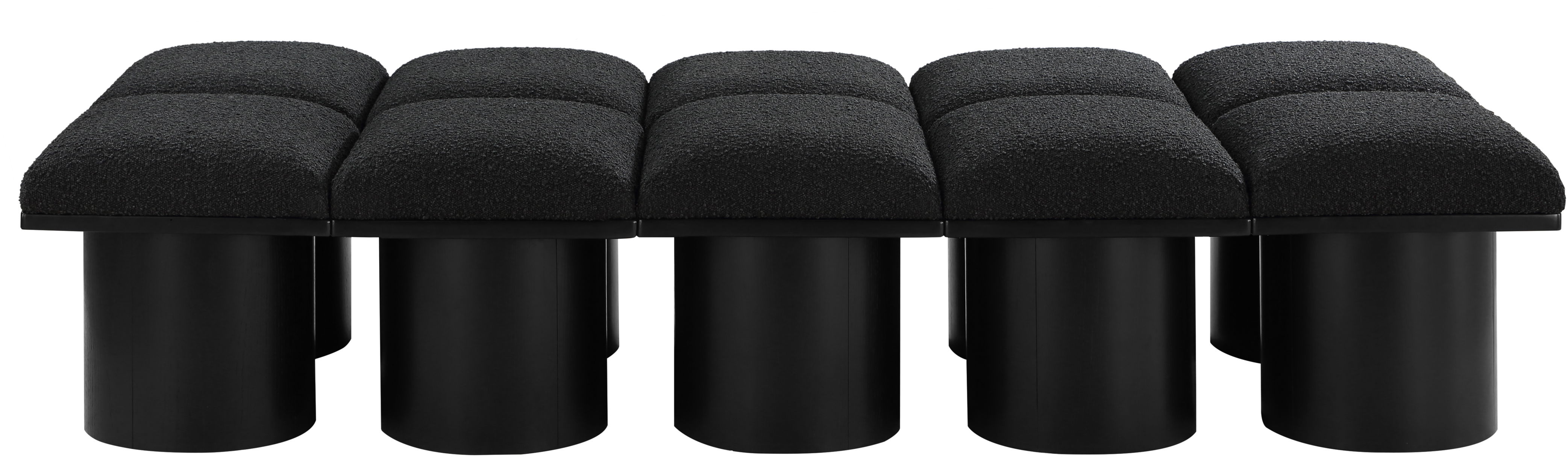 Pavilion - 77.5" 10 Piece Modular Bench With Black Base - Black