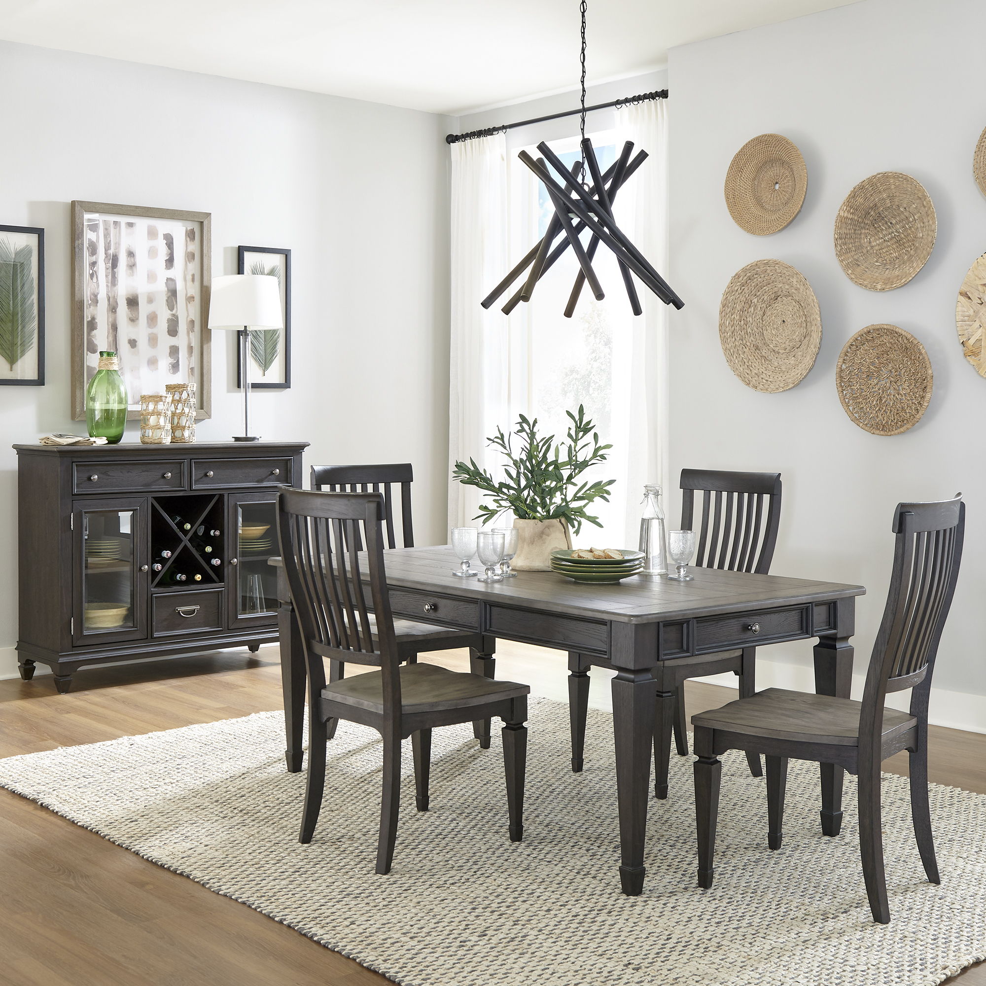 Liberty Furniture Allyson Park - 5 Piece Rectangular Table Set - Dark Brown