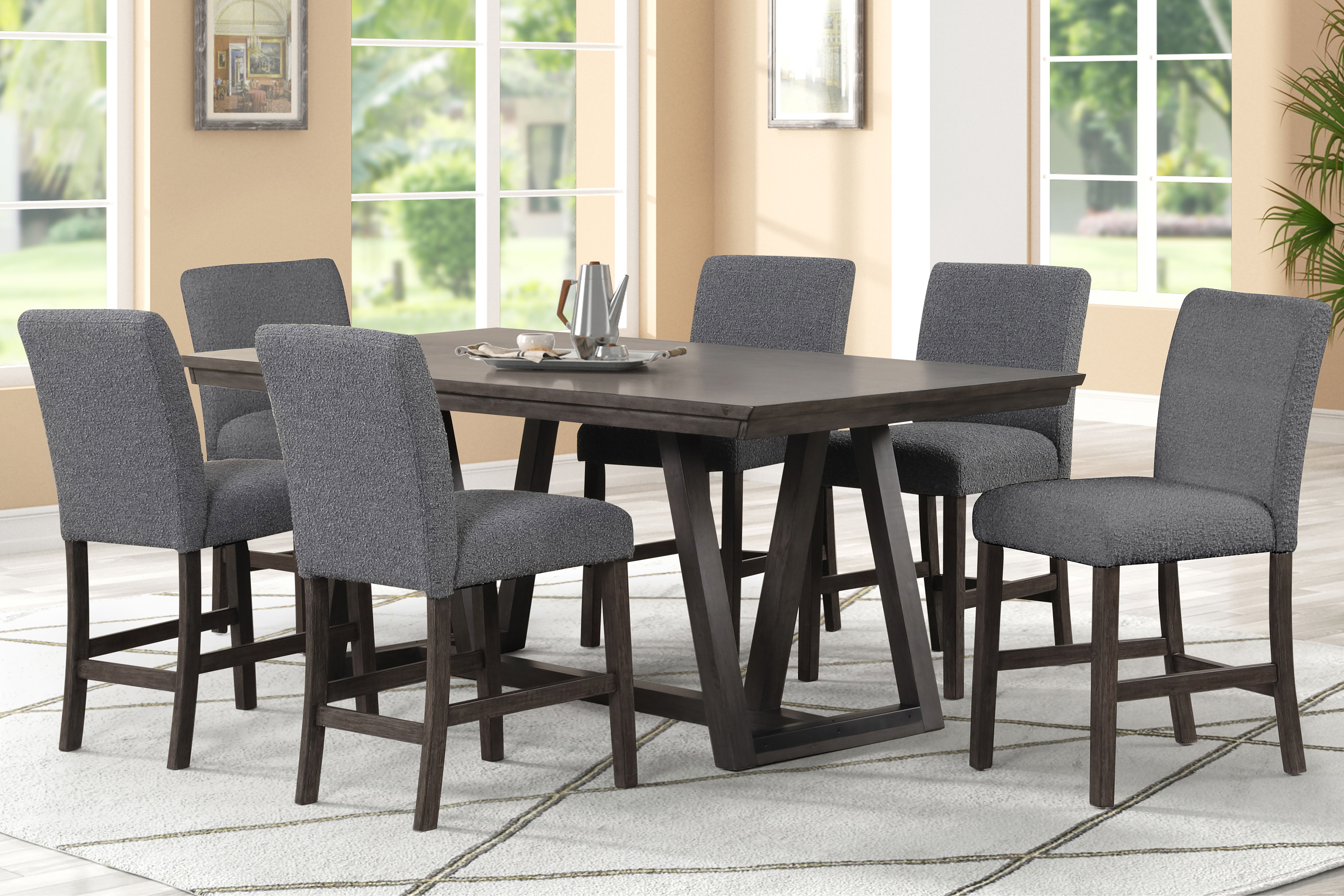 High Line - Counter Table & 6 Chairs - Gray