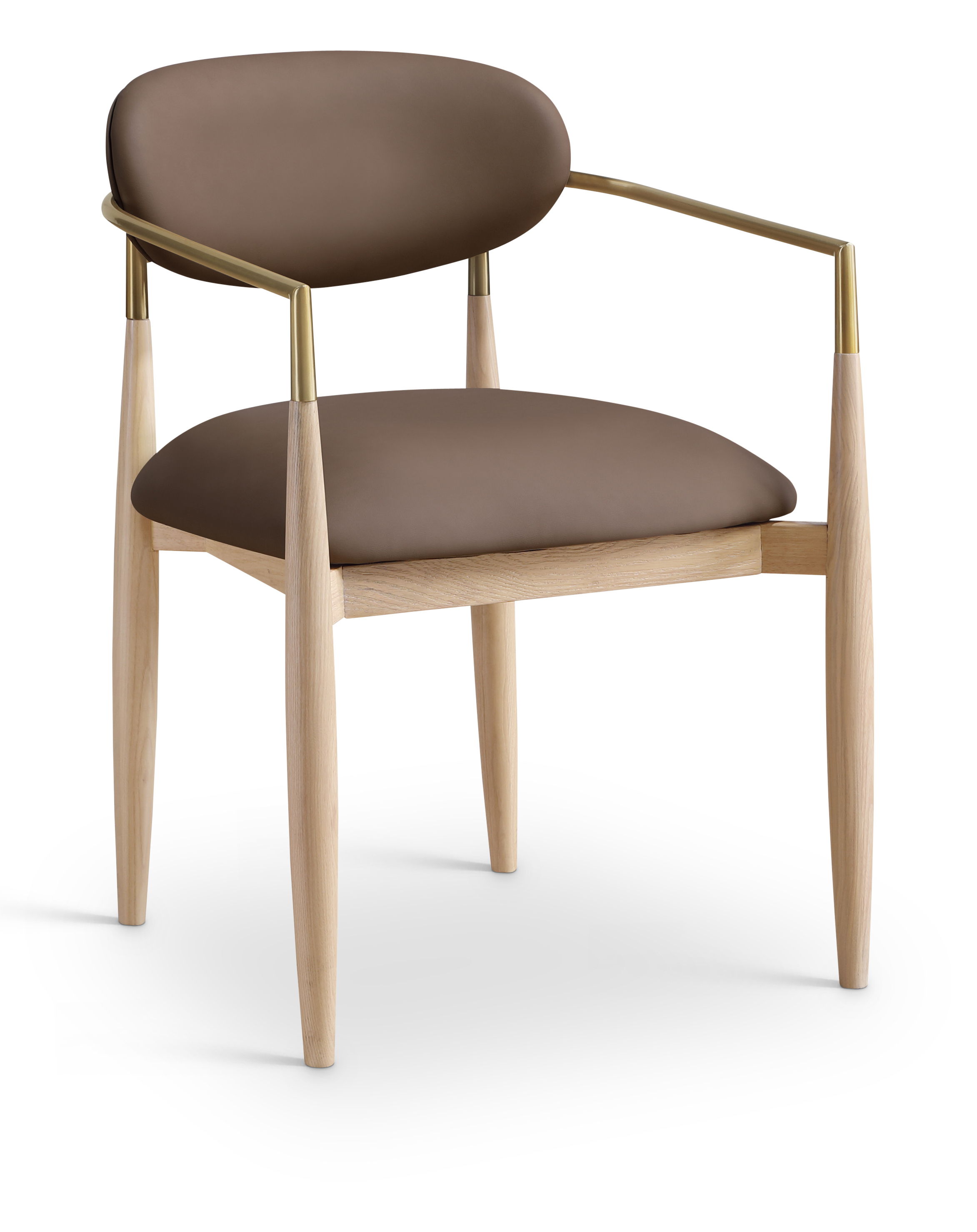 Riccio - Vegan Leather Upholstered Dining Arm Chair (Set of 2) - Brown