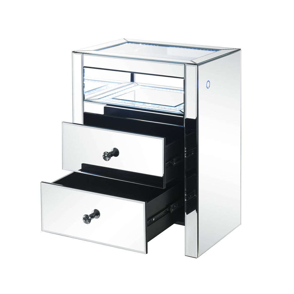 Dominic - Accent Table With LED - Mirrored, silver, view 3