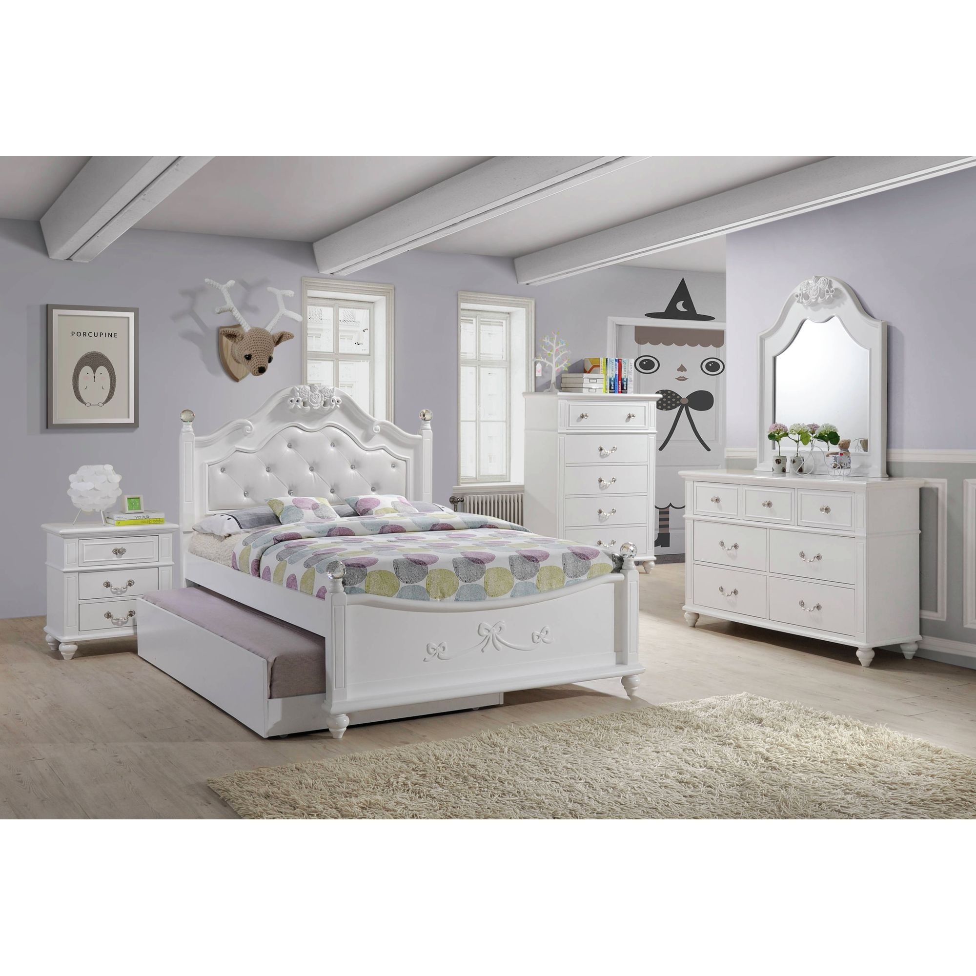 Alana - Full Platform 3 Piece Bedroom Set With Storage Trundle - White