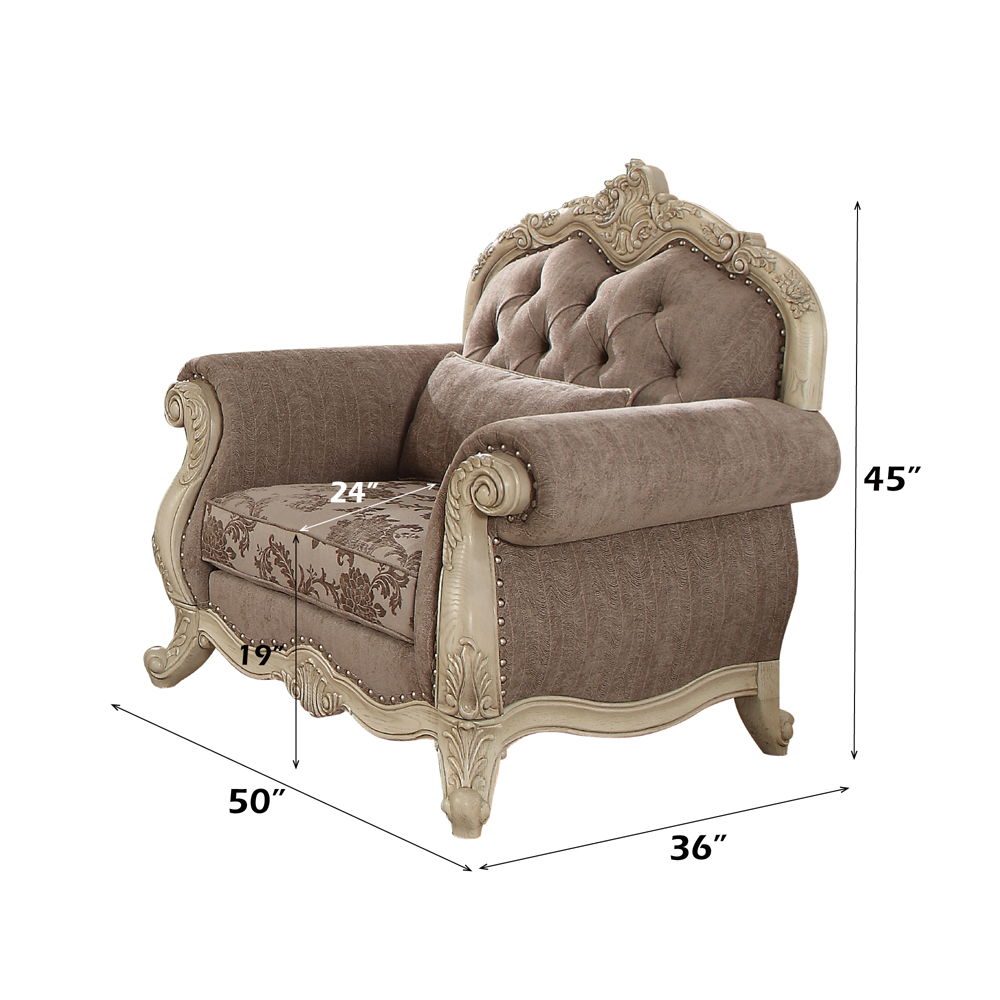 Ragenardus - Chair With Pillow - Gray Fabric & Antique White, gray, view 3