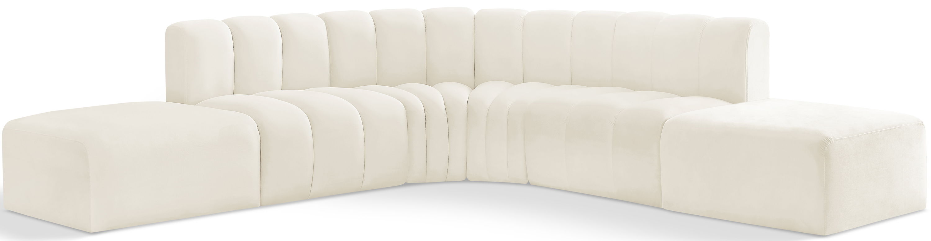 Arc - Velvet 6 Piece Corner Modular Sofa - Cream