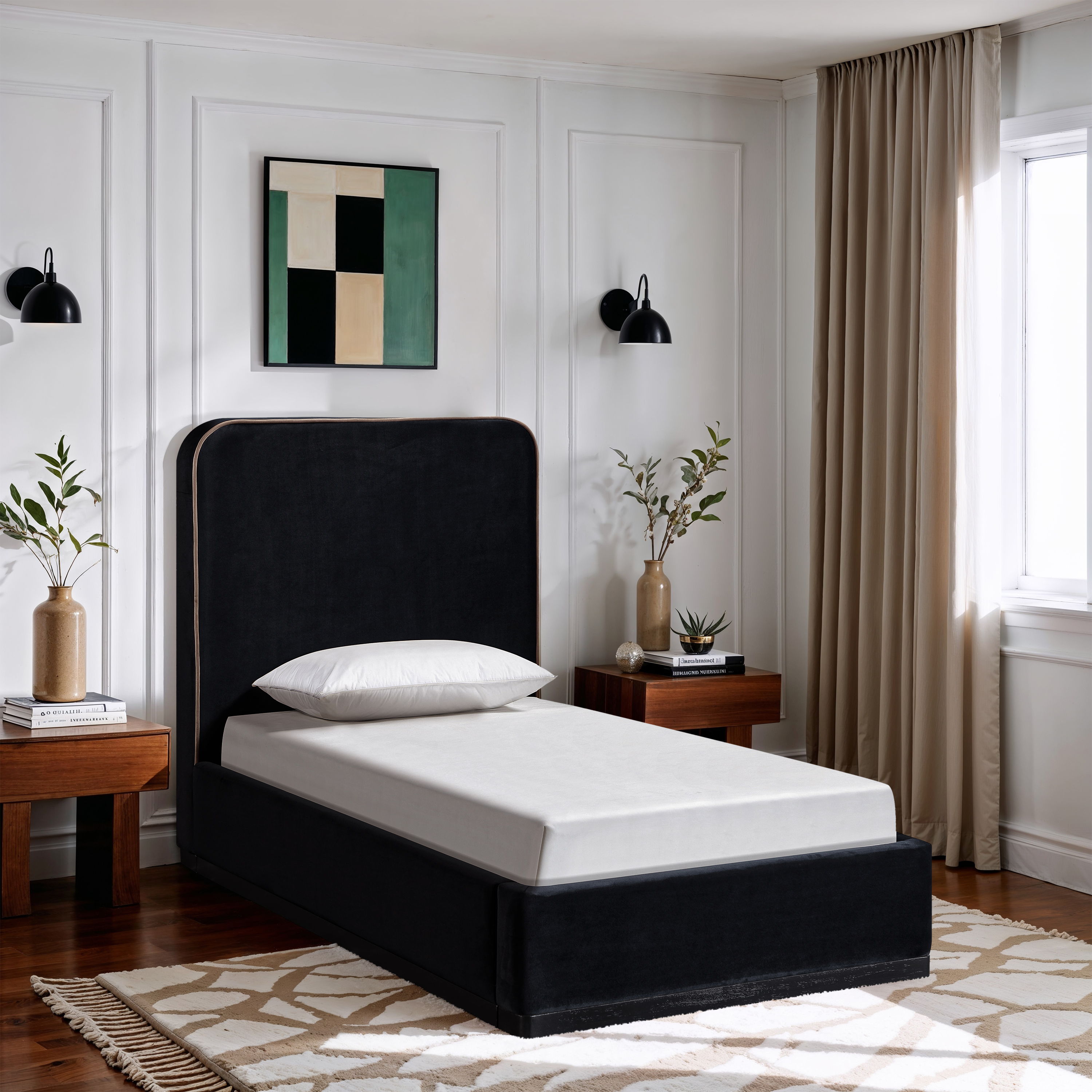 Rava - Twin Bed - Black / Taupe