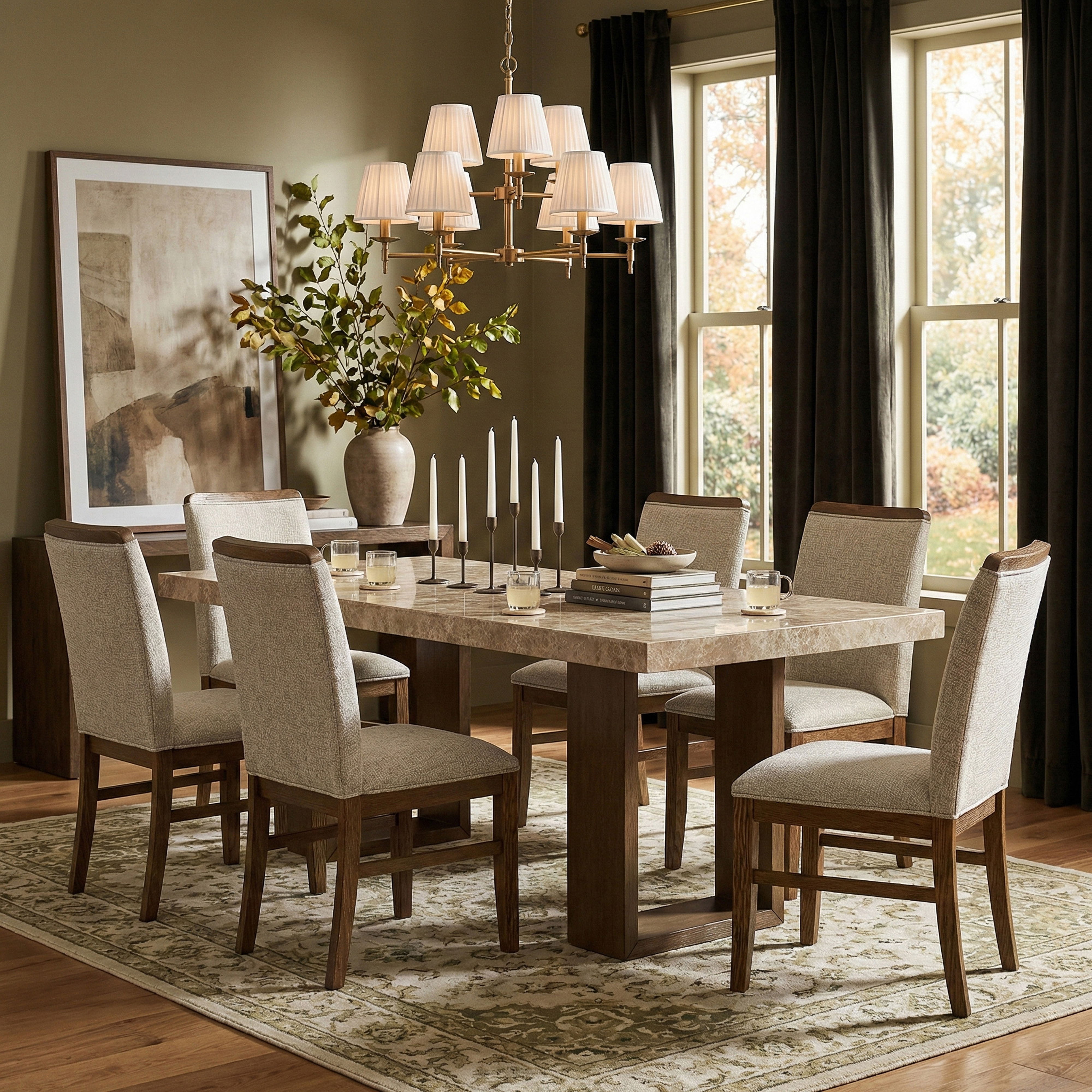Ananda - 84" Marble Dining Table - Brown