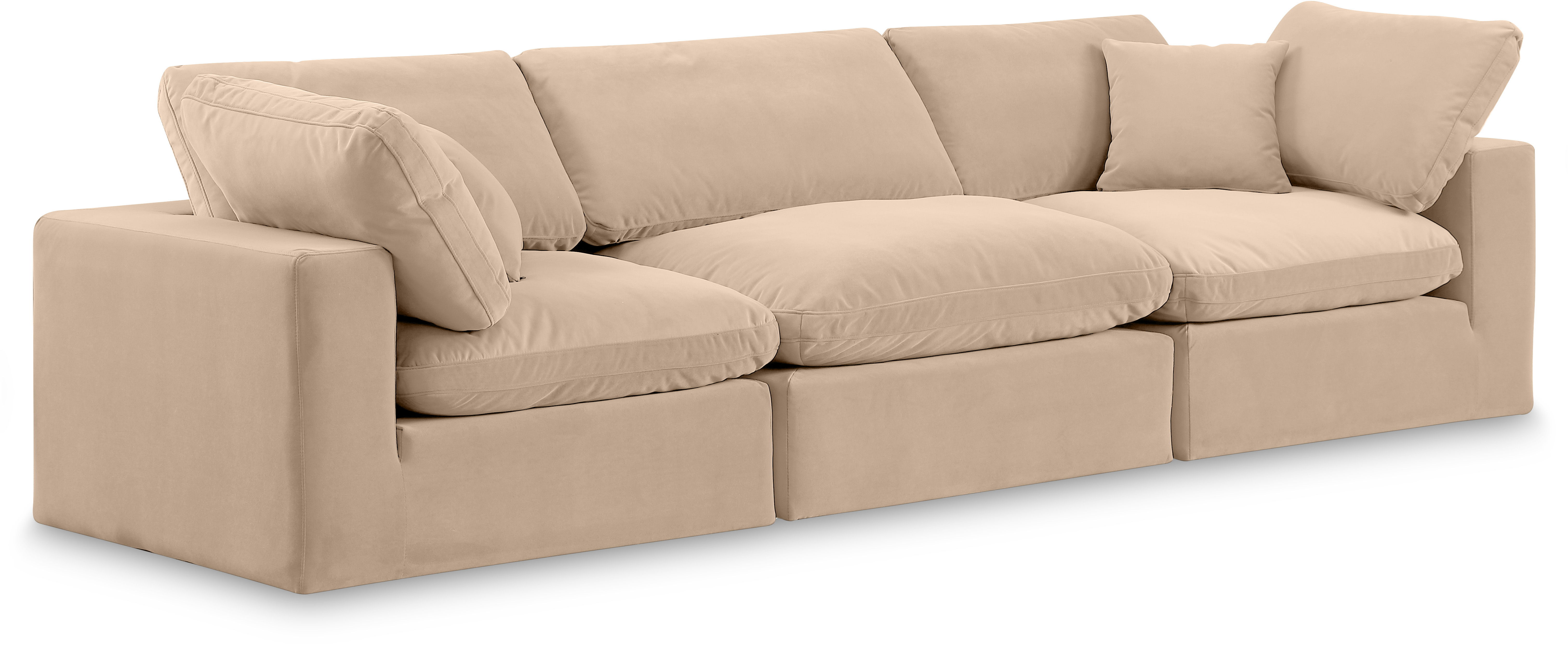 Comfy - Velvet Modular Sofa 3 Seats - Beige