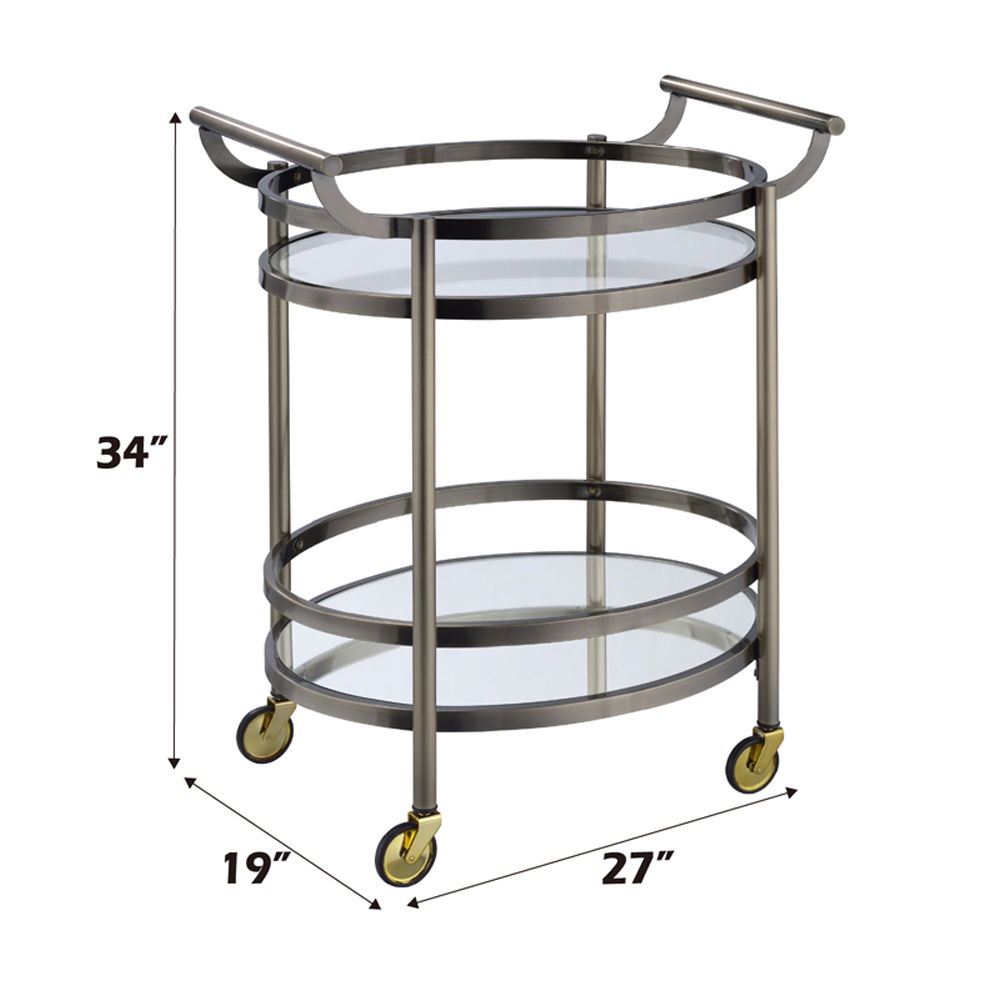 Lakelyn - Serving Cart - Clear Glass & Brushed Bronze, bronze, view 4