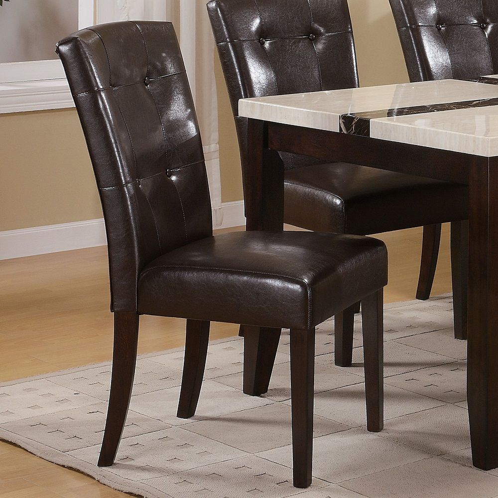 Britney - 20" Side Chair (Set of 2) - Espresso Synthetic Leather & Walnut, dark brown