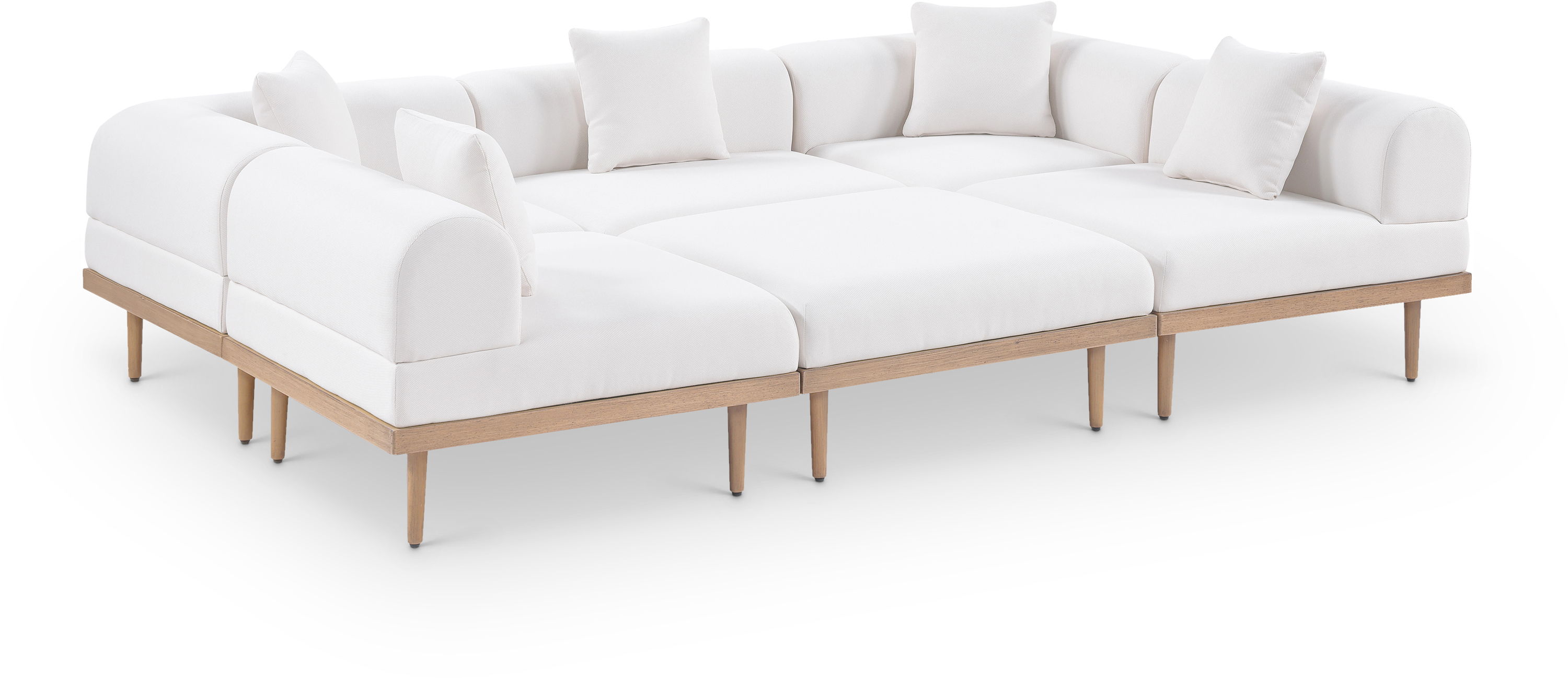 6 Pc · Resilient Water Resistant Fabric 106.5" Upholstered Outdoor Patio Modular Sectional