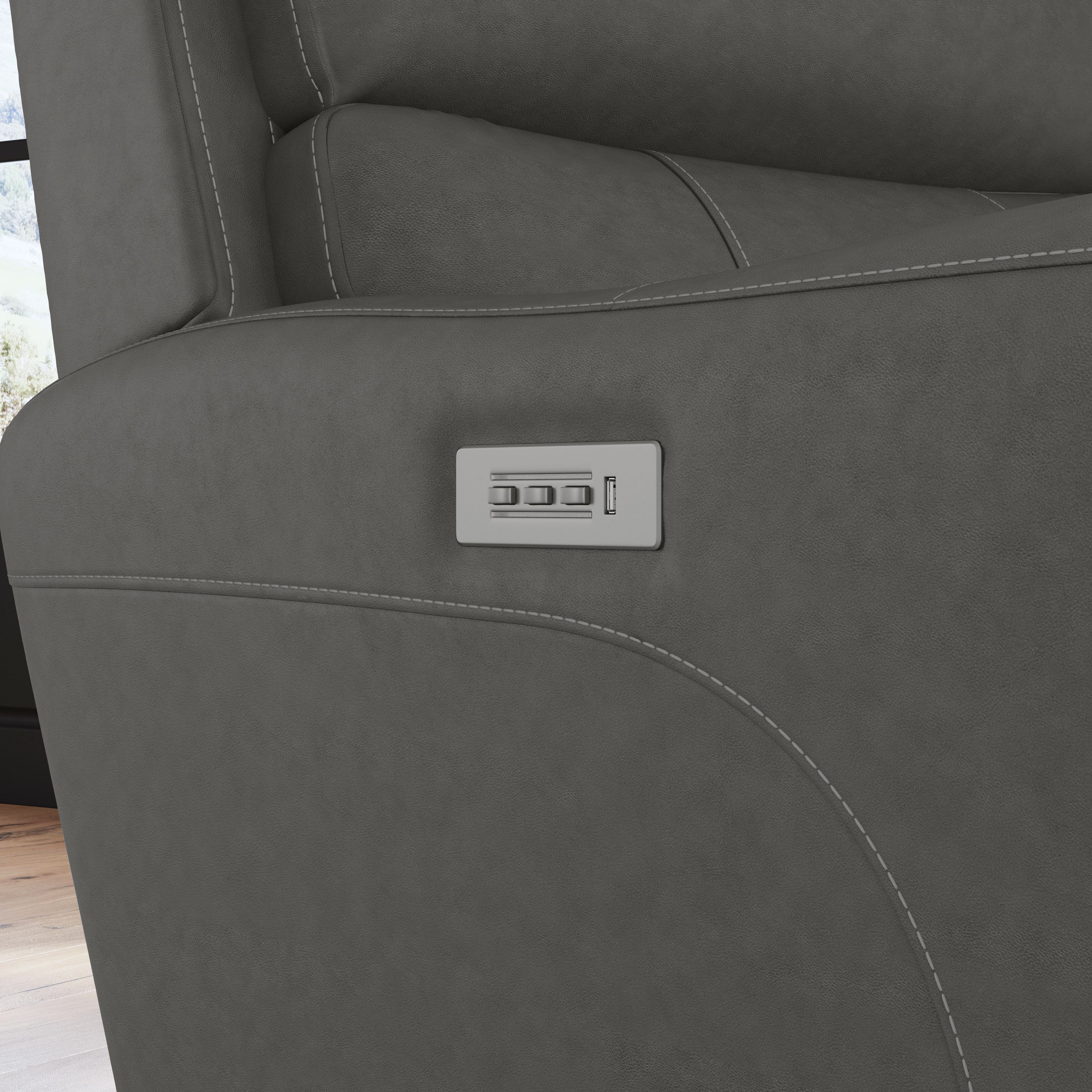 Carter - Power Recliner With Power Headrest & Lumbar - Smoke, dark gray, view 6