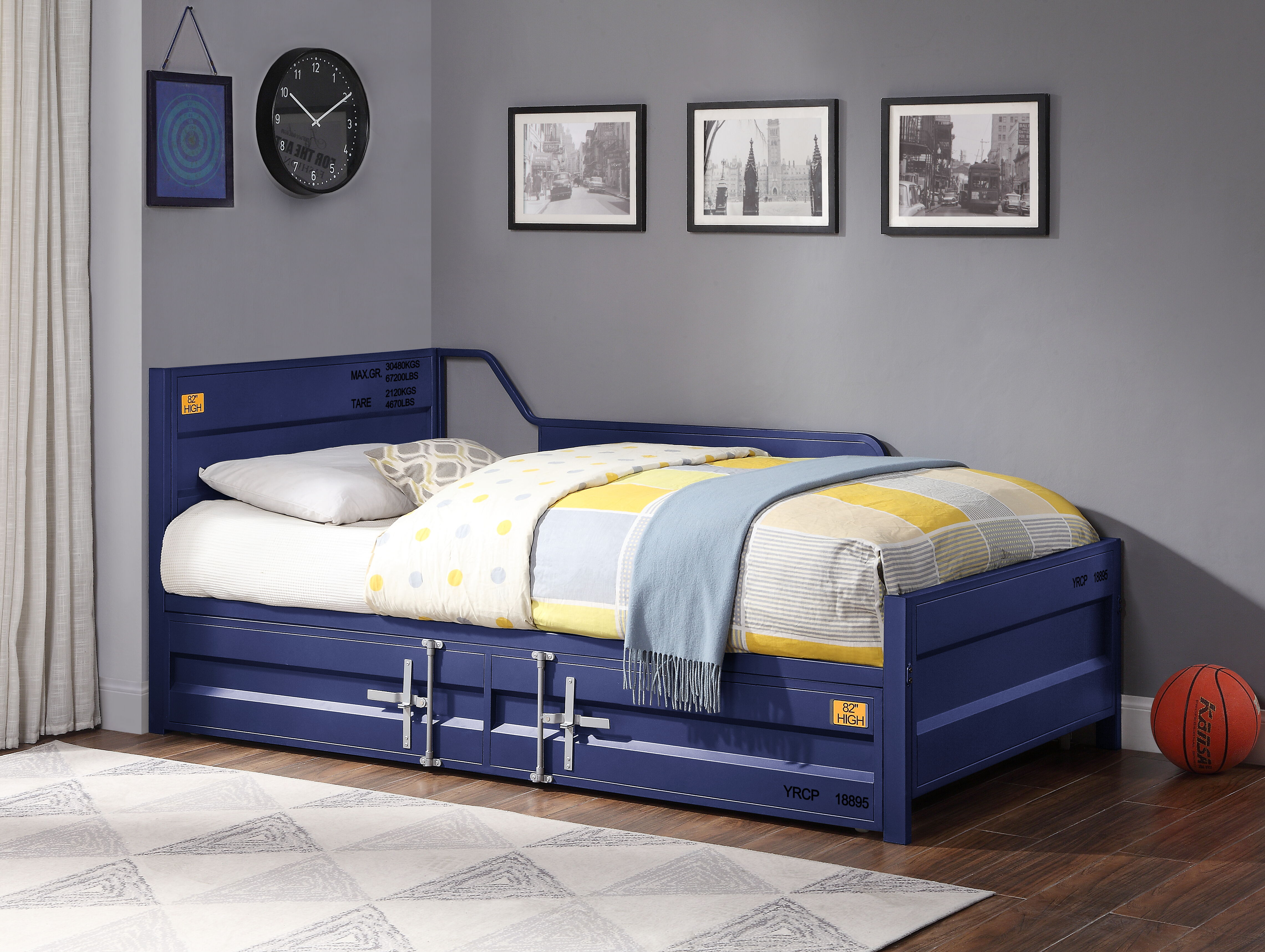 Cargo - Twin Daybed With Trundle - Blue, blue