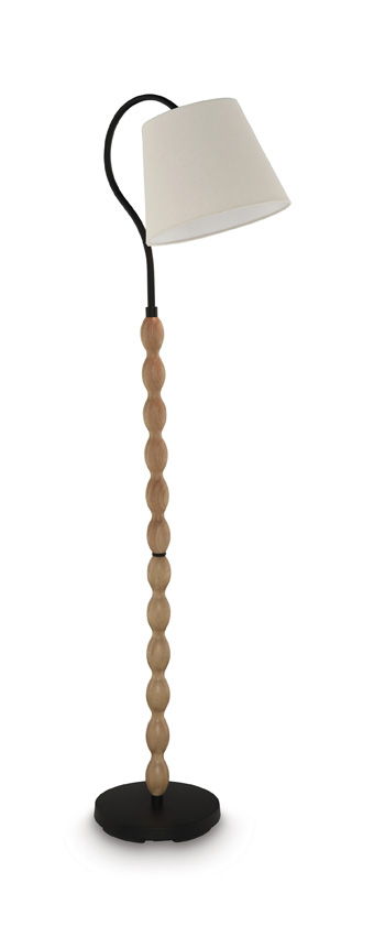 Corinwell – Wood Floor Lamp – Brown / Black