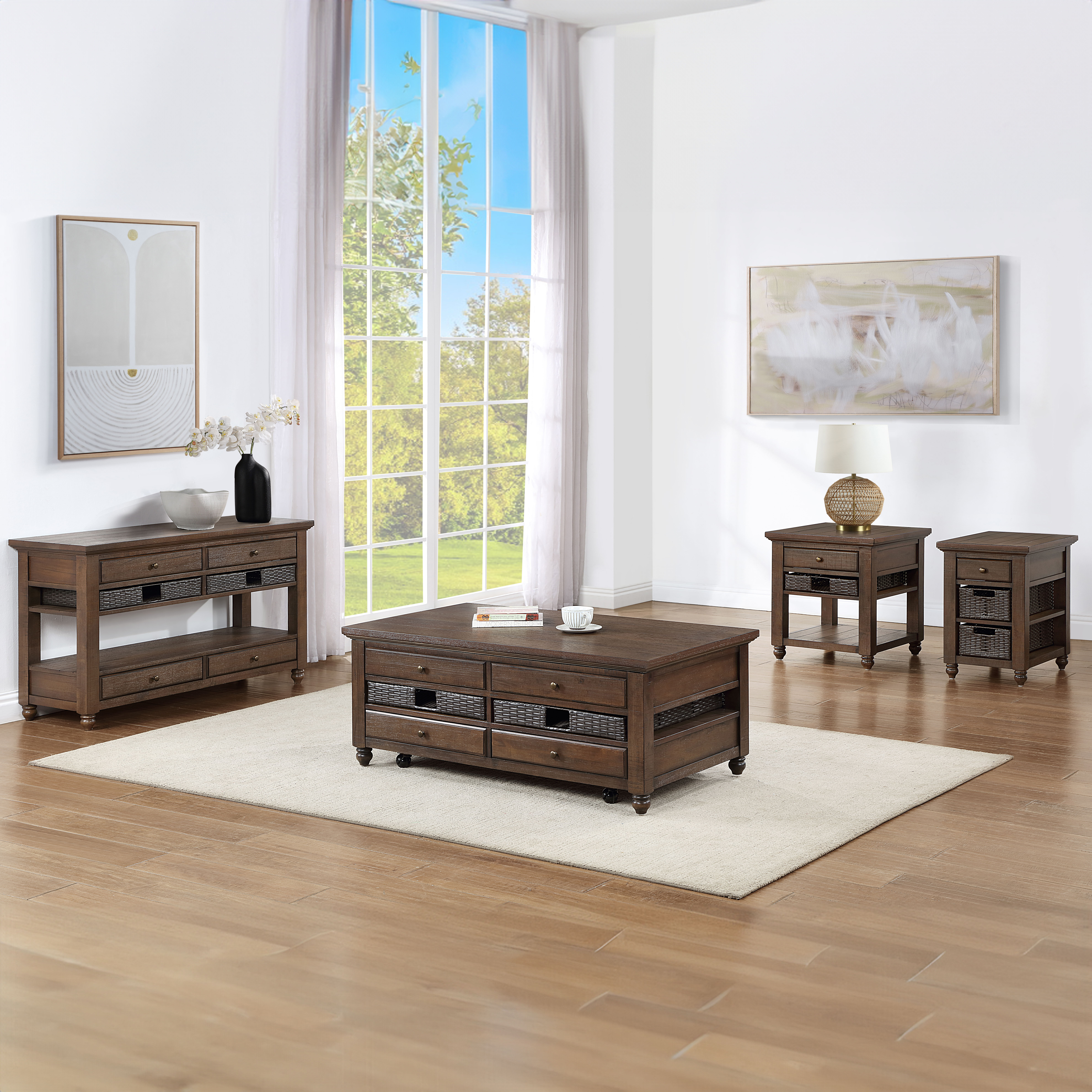 Oliver - 4 Piece Lift-Top Table Set - Brown